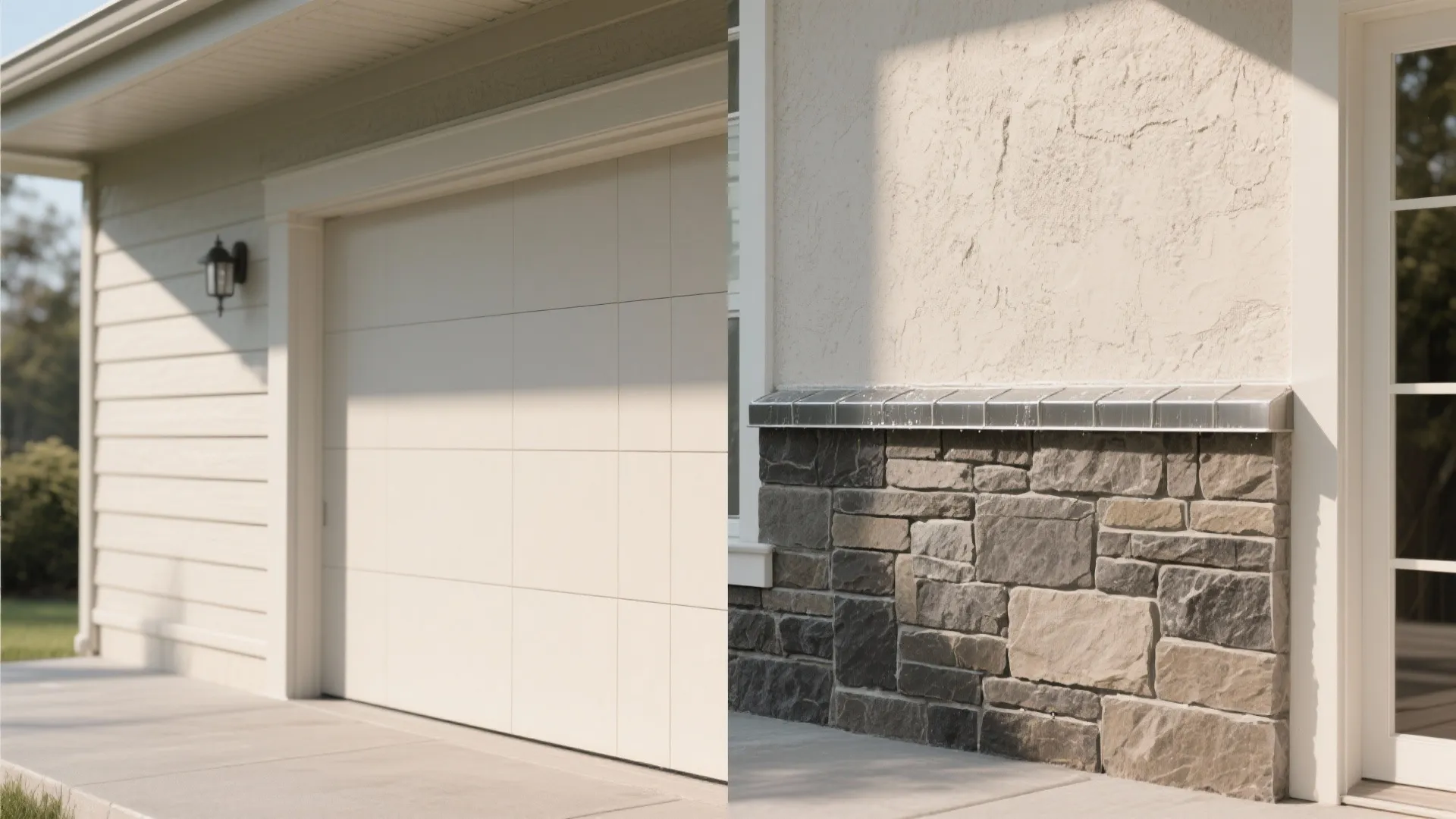 5) Smart Wainscot: Stone Below, Render Above