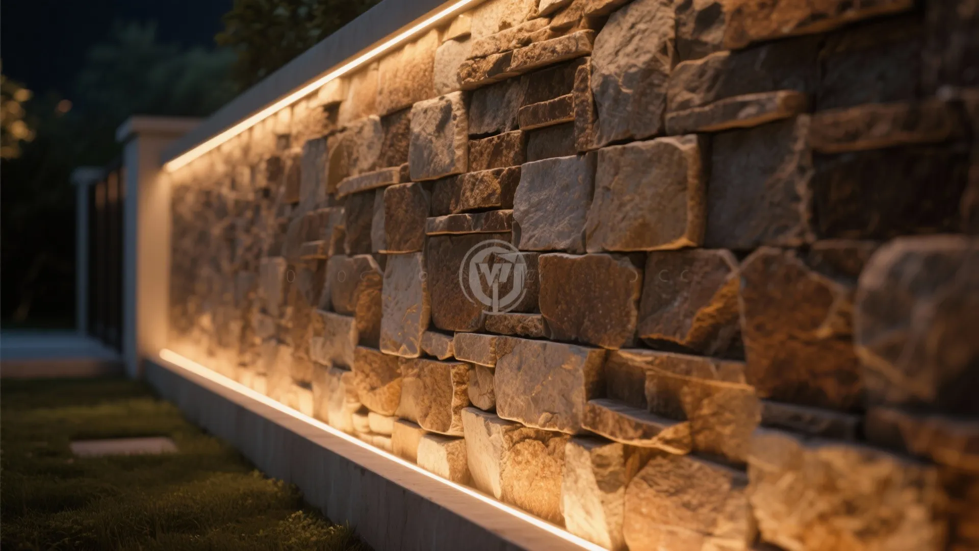 Stone Cladding with Accent Lighting