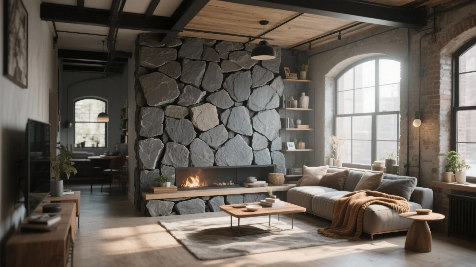 Stone accent wall