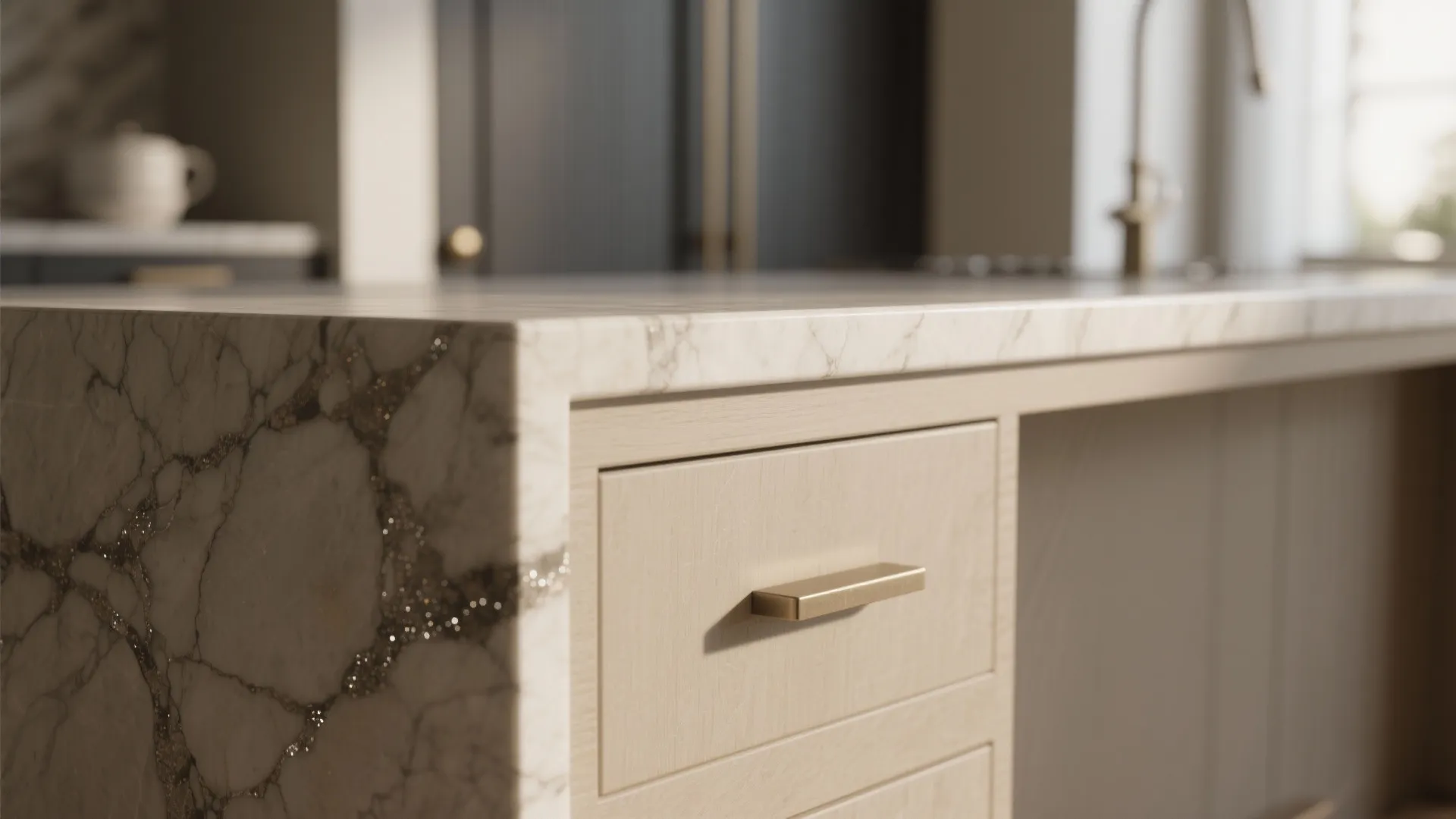 A Chef’s Kitchen with Hidden Storage and Seamless Stone