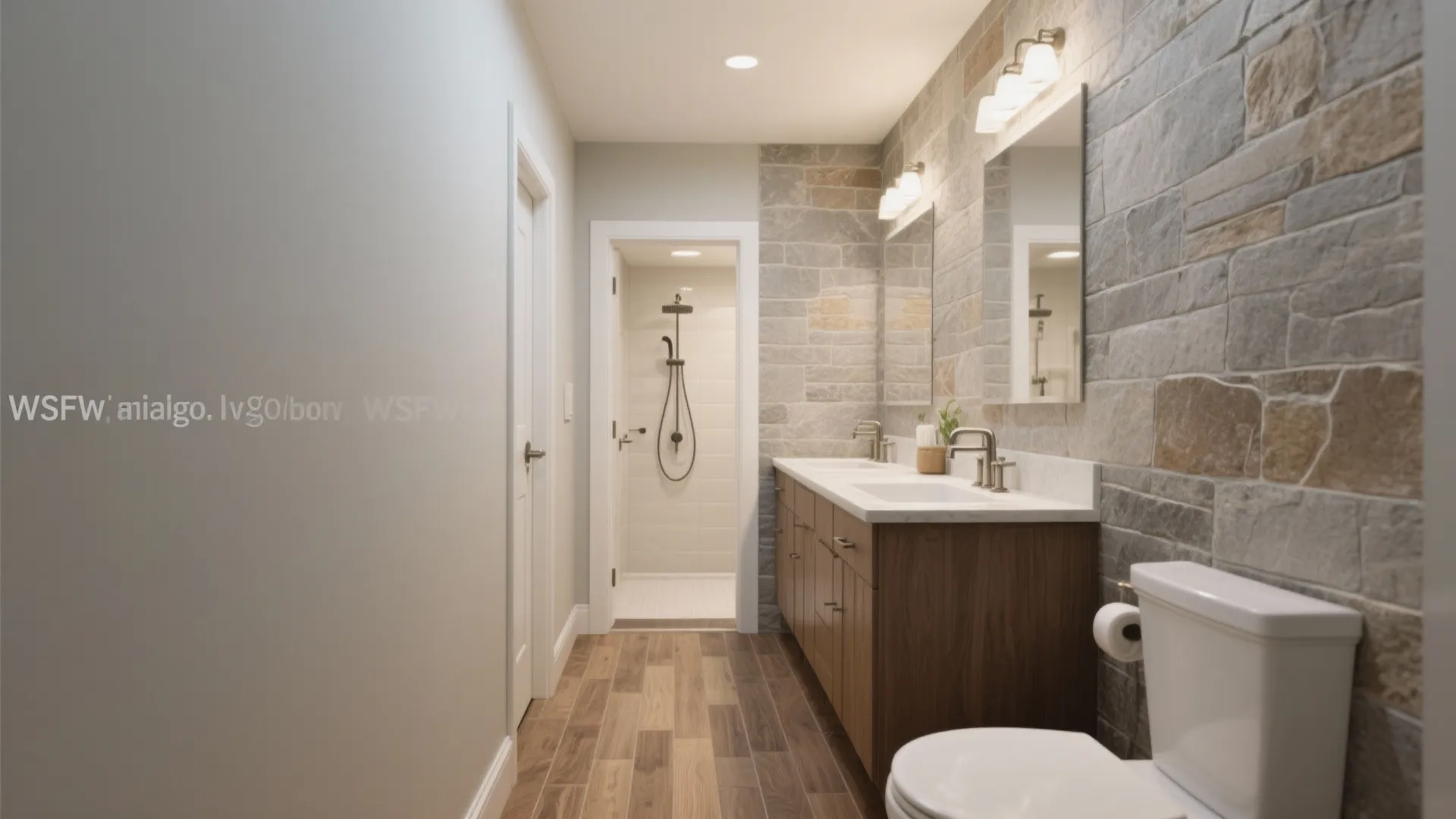 Warm Stone Meets Wood-Look Porcelain