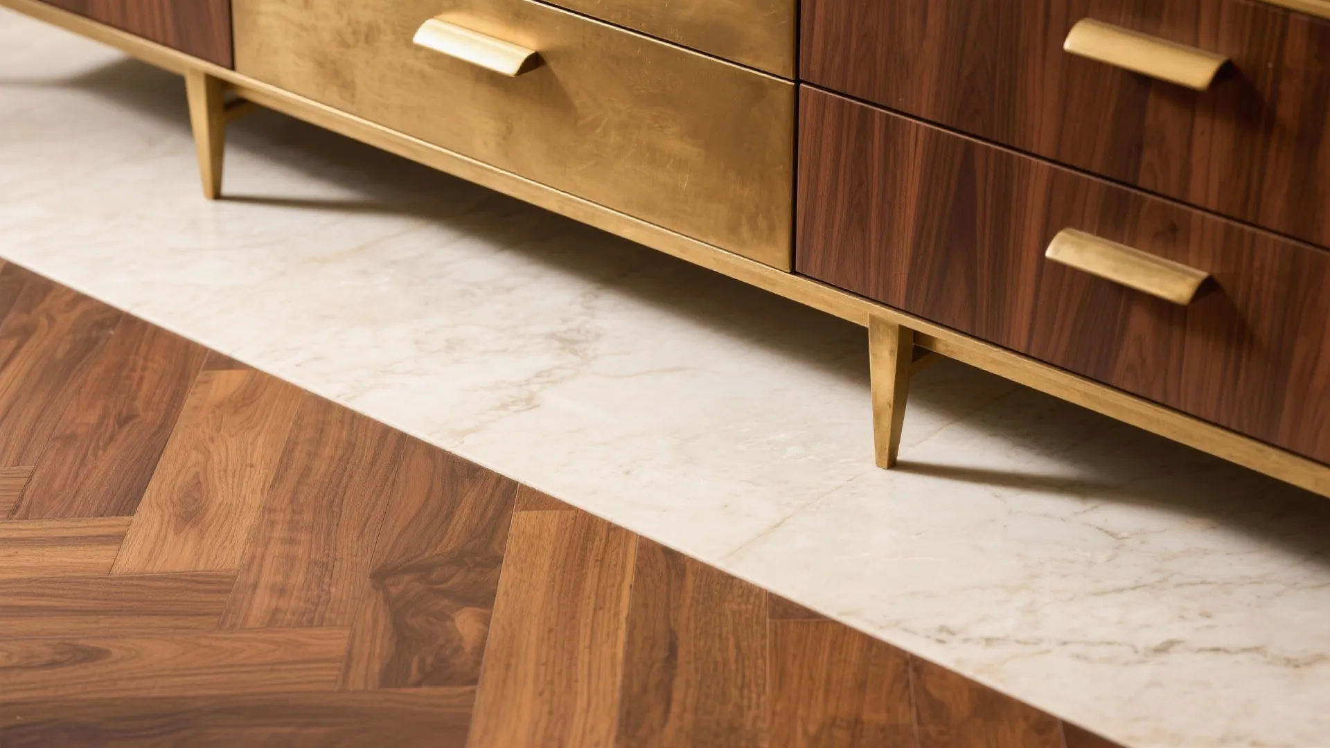 Materiality: Pune Stone, Warm Wood, and Brass Accents