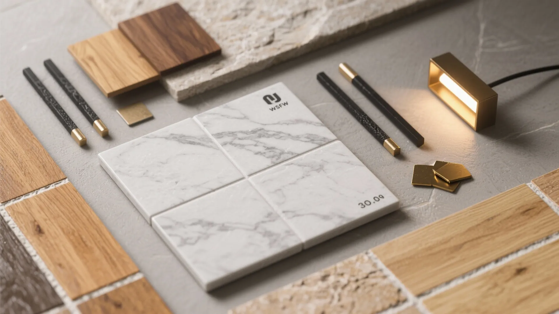 Stone-Look Porcelain with Wood Accents