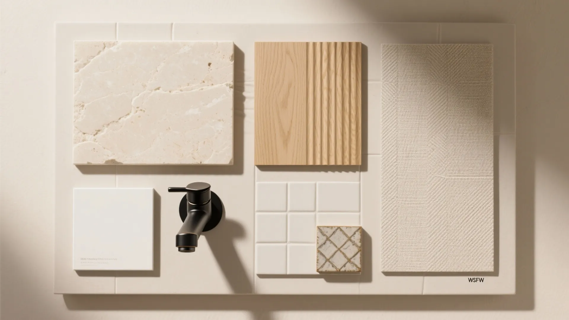 Warm Minimalist Stone + Wood Palette