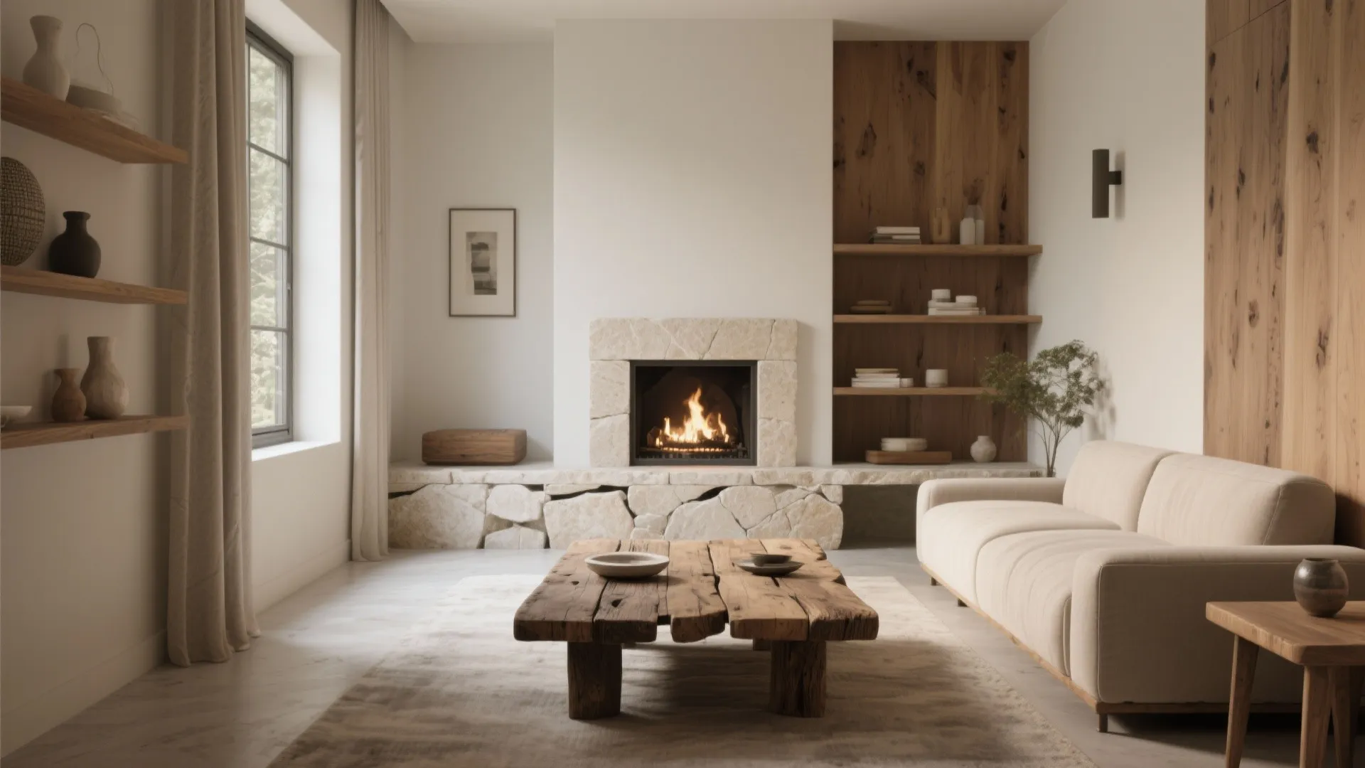 2. Mix natural stone and wood