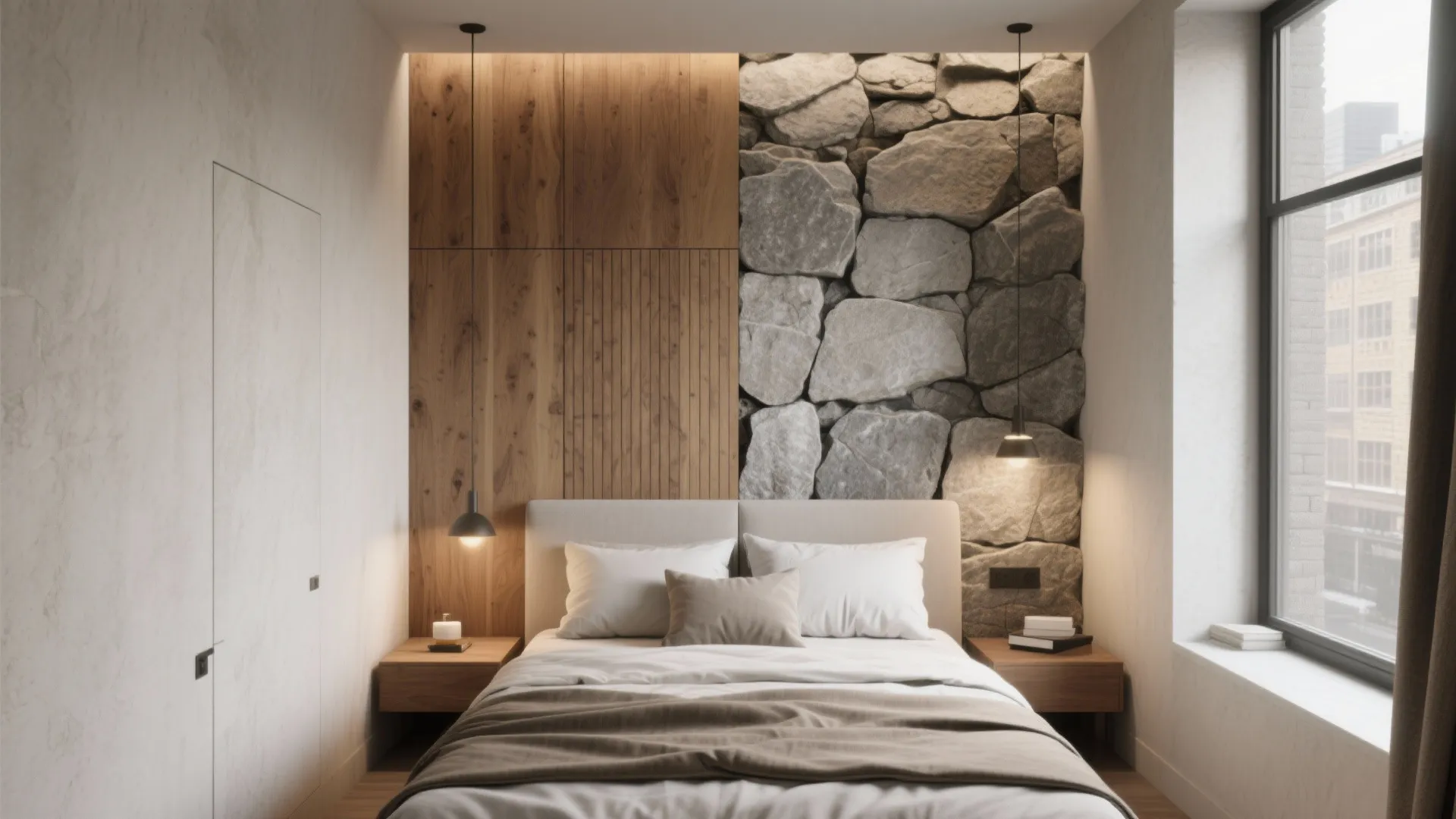 3. Mixed materials: stone plus plaster or wood