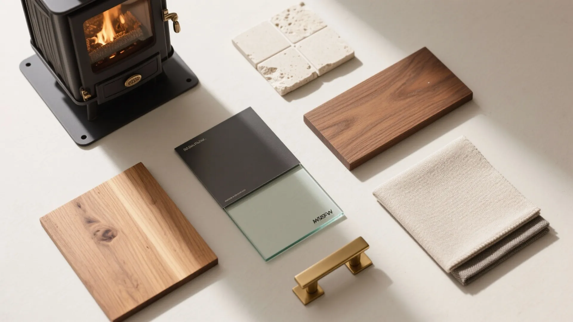 Material Palette: Light Stone, Glass, and Warm Wood