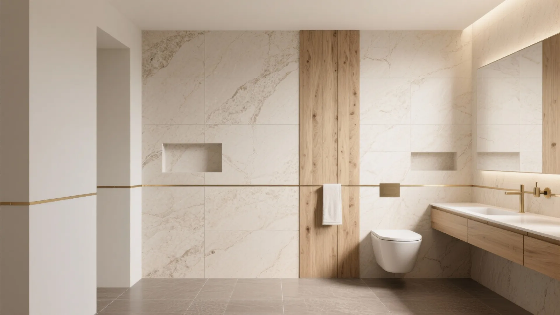 Stone- and Wood-Look Porcelain for Warmth
