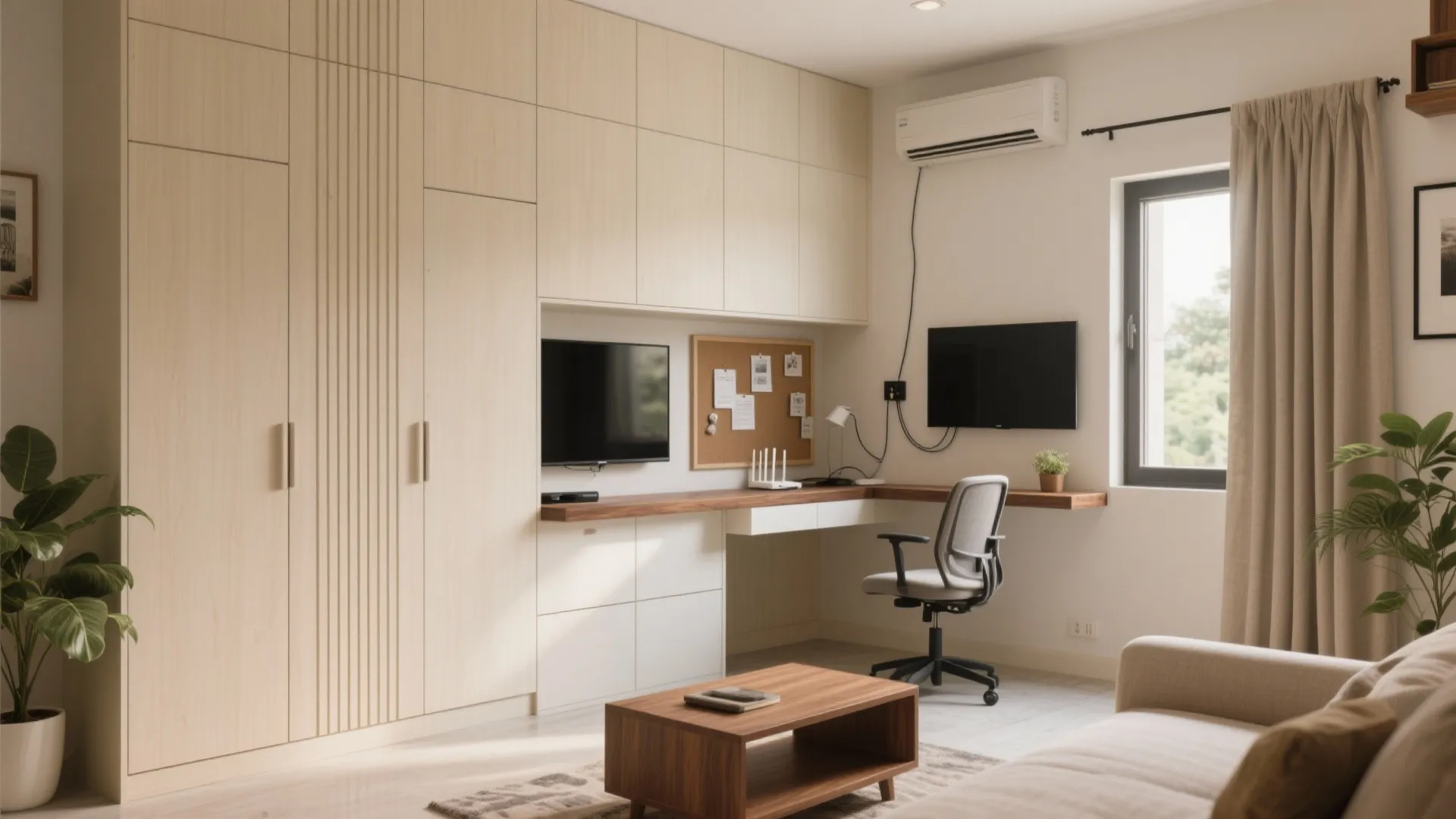 Minimalist Storage Wall That Doubles as a Work Nook