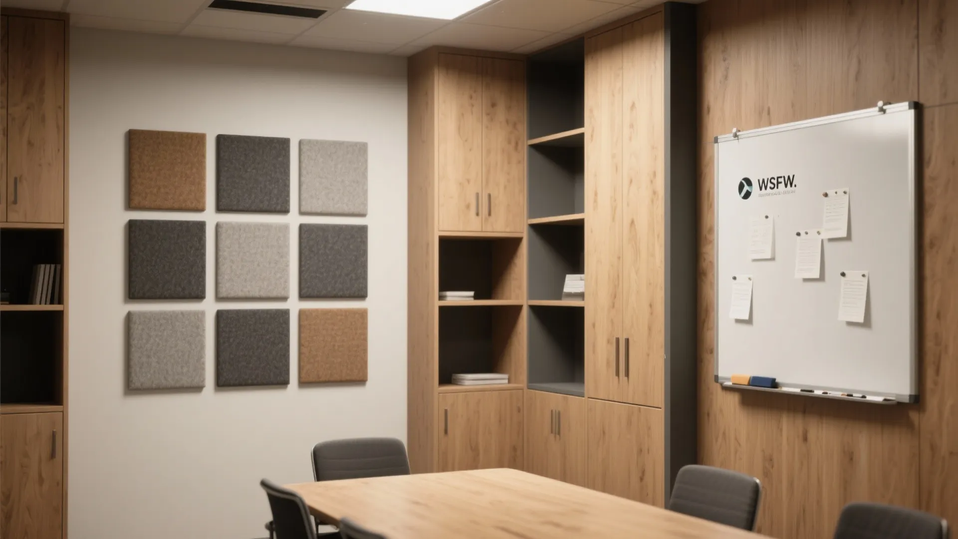 2. Built-in vertical storage and acoustic panels