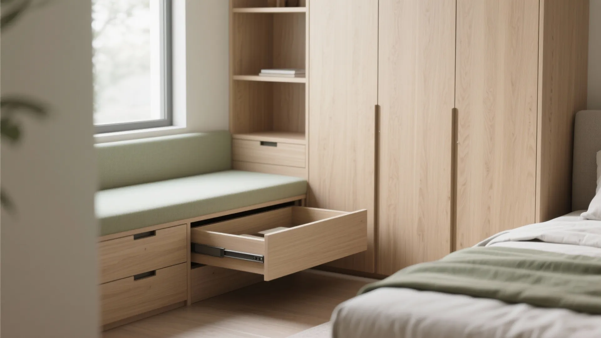Storage-as-architecture: beds, wardrobes, and a quiet study corner