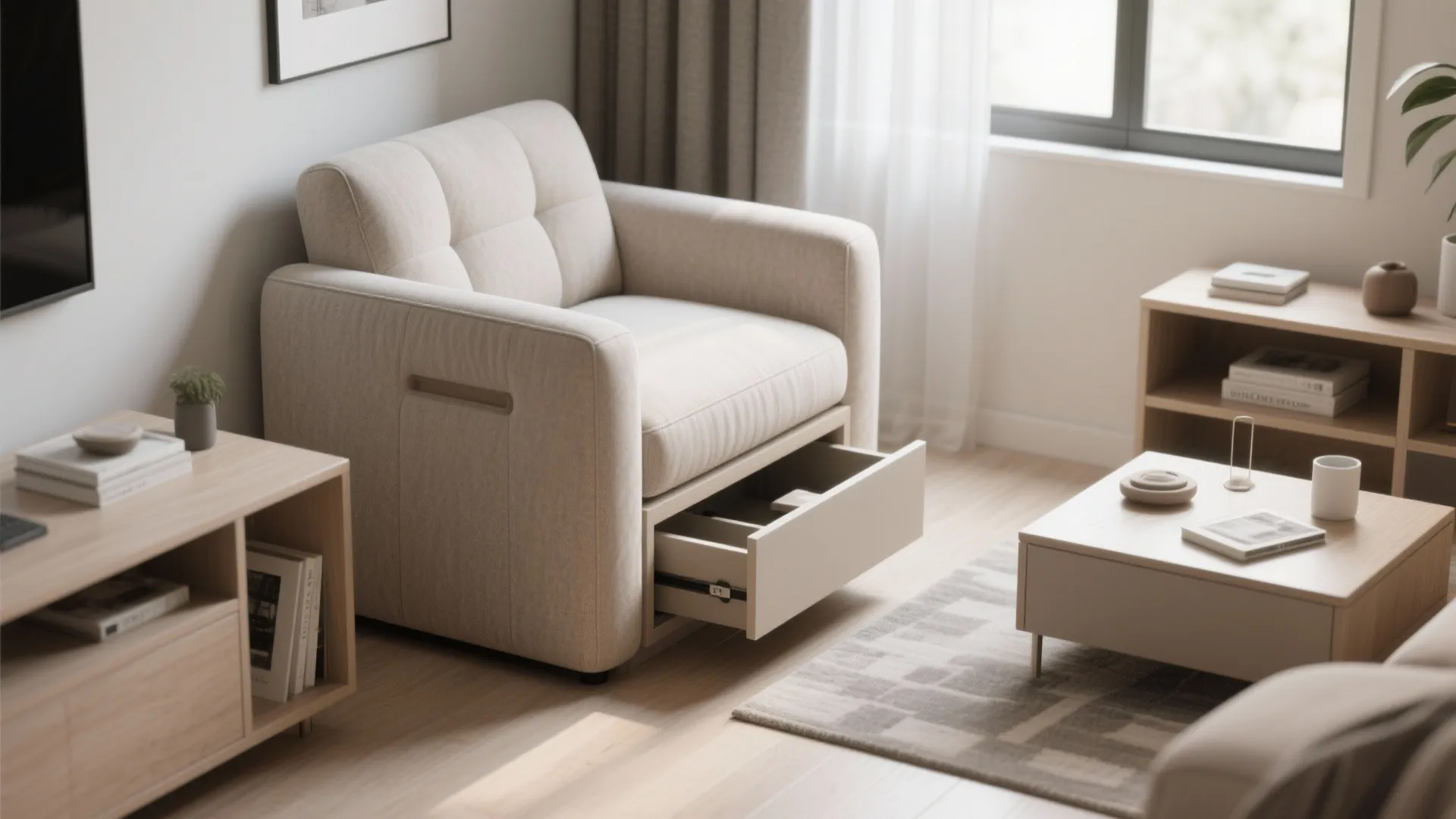 7. Armchair with Built-In Storage