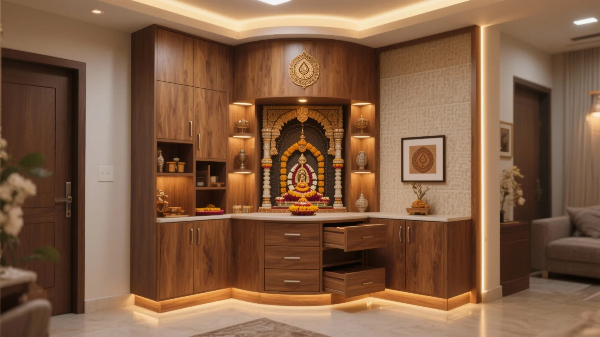 Mandir with Storage Base