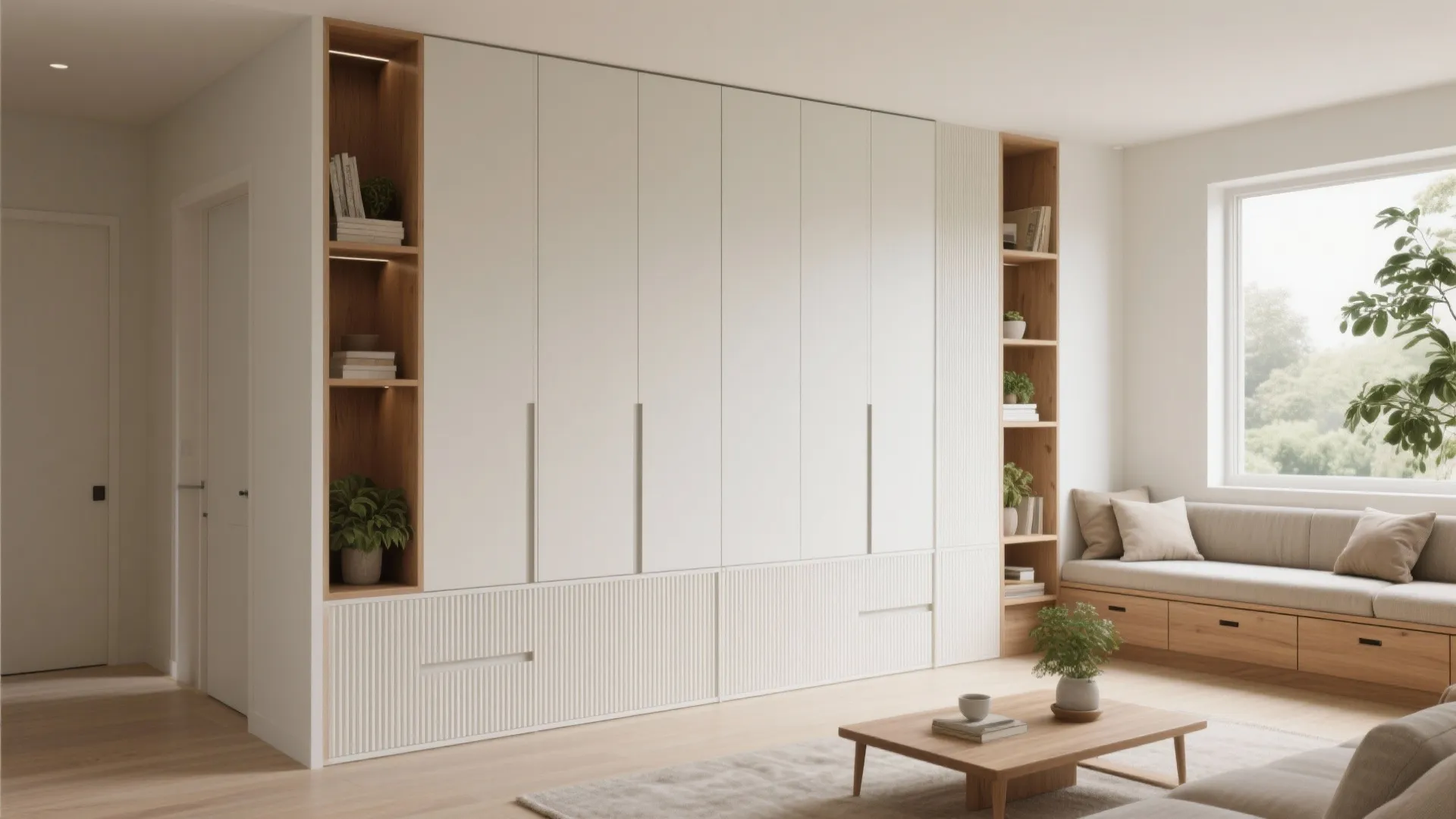 Storage Wall + Bay Window Bench