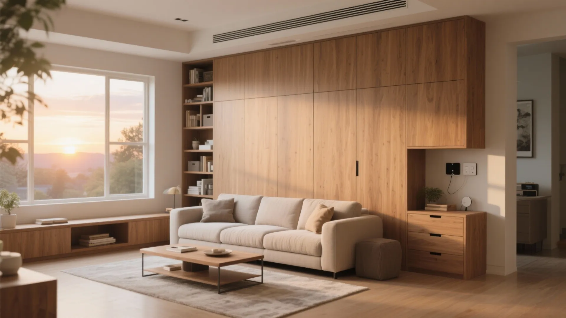 Storage Walls with Bay Seating to Hide the Everyday