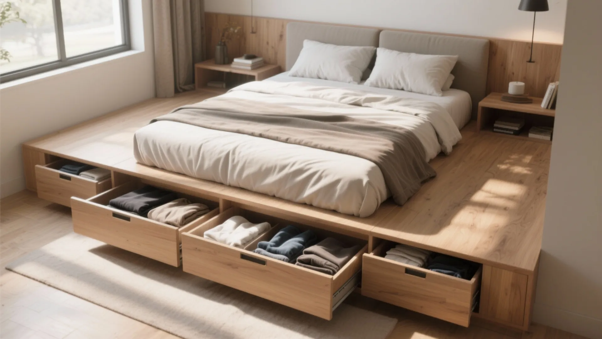 2. Embrace built-in storage and drawers