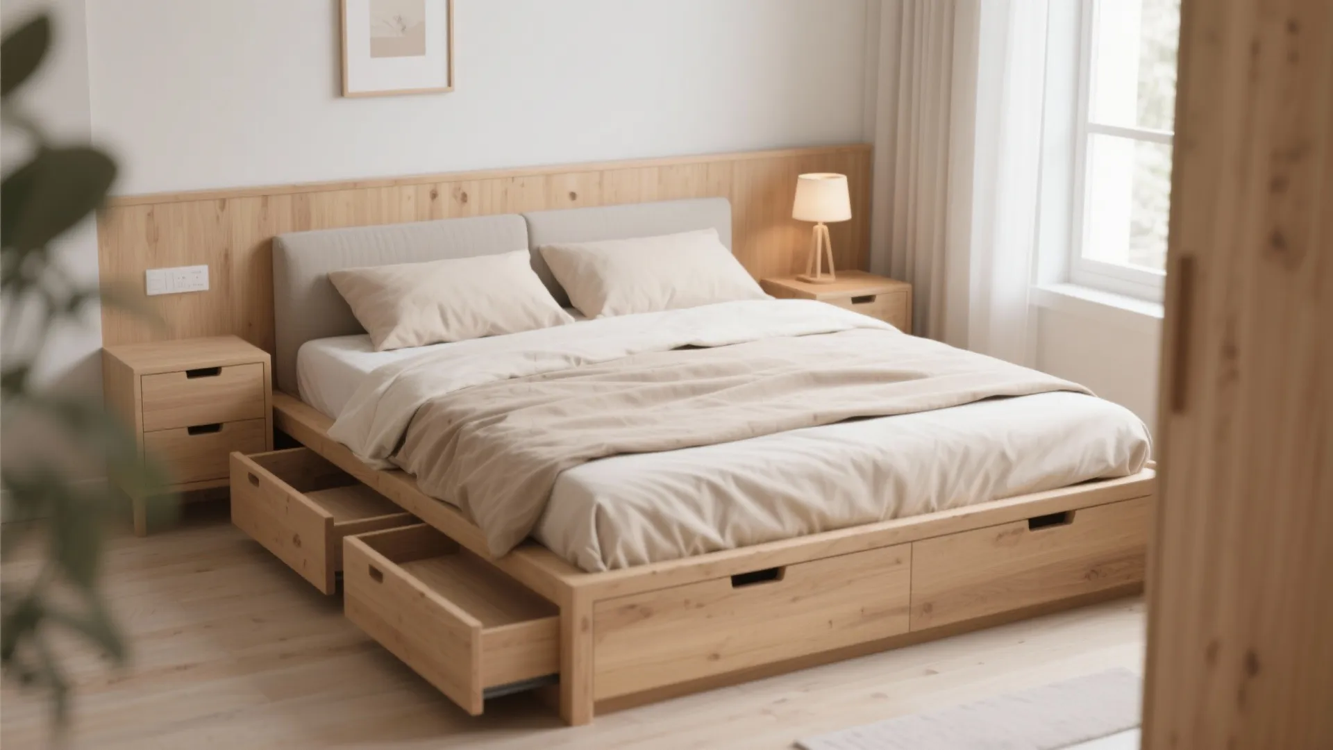 2. Use a Bed with Built-in Drawers