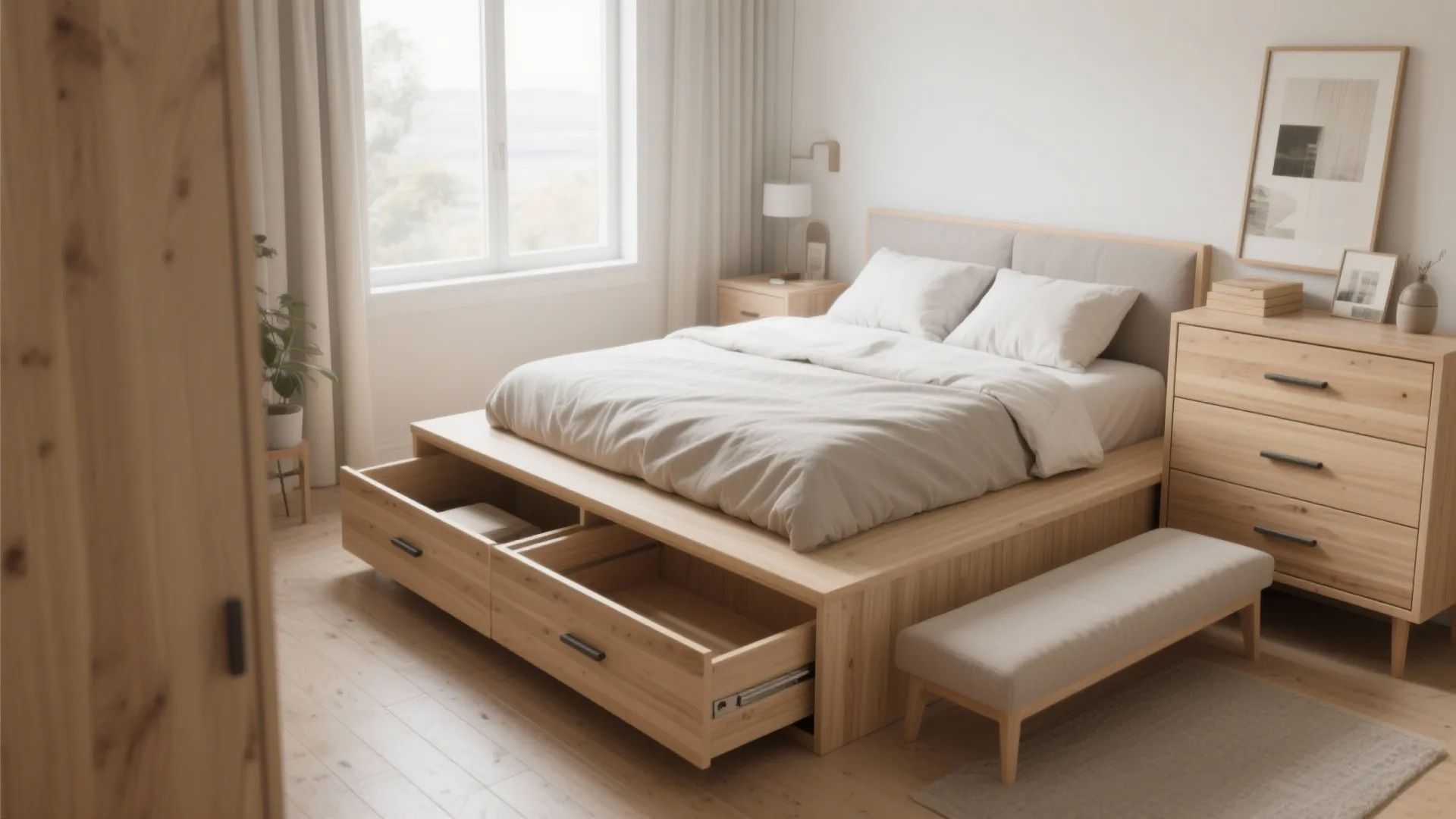 2. Storage bed + matching dresser