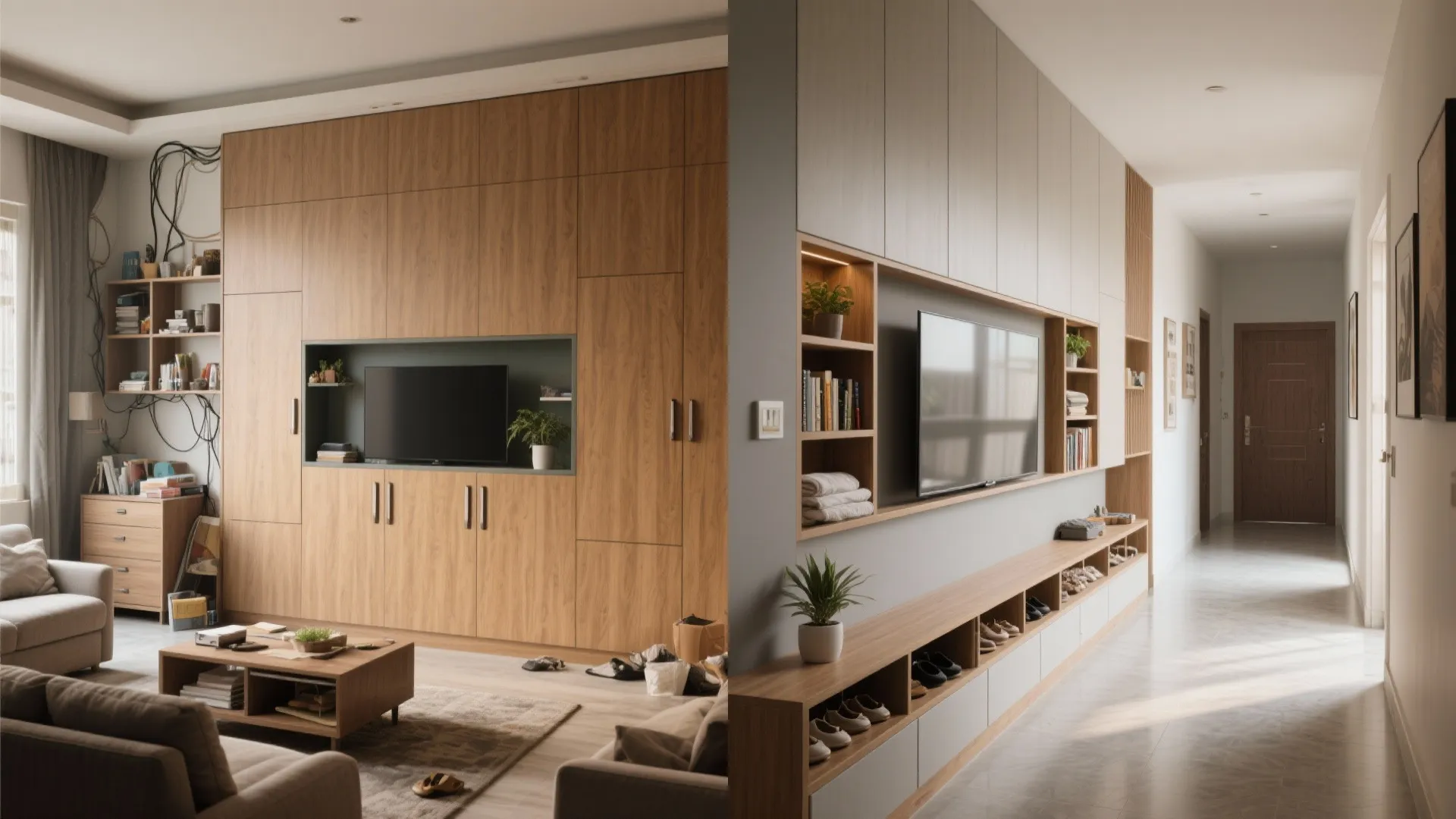 Storage Walls and Transforming Furniture