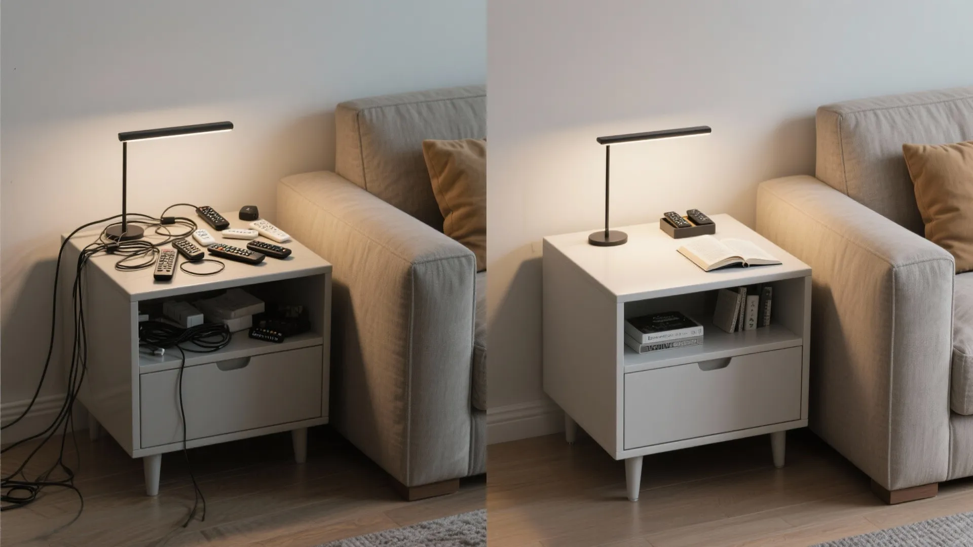 5) Compact Storage Side Table with Hidden Shelf