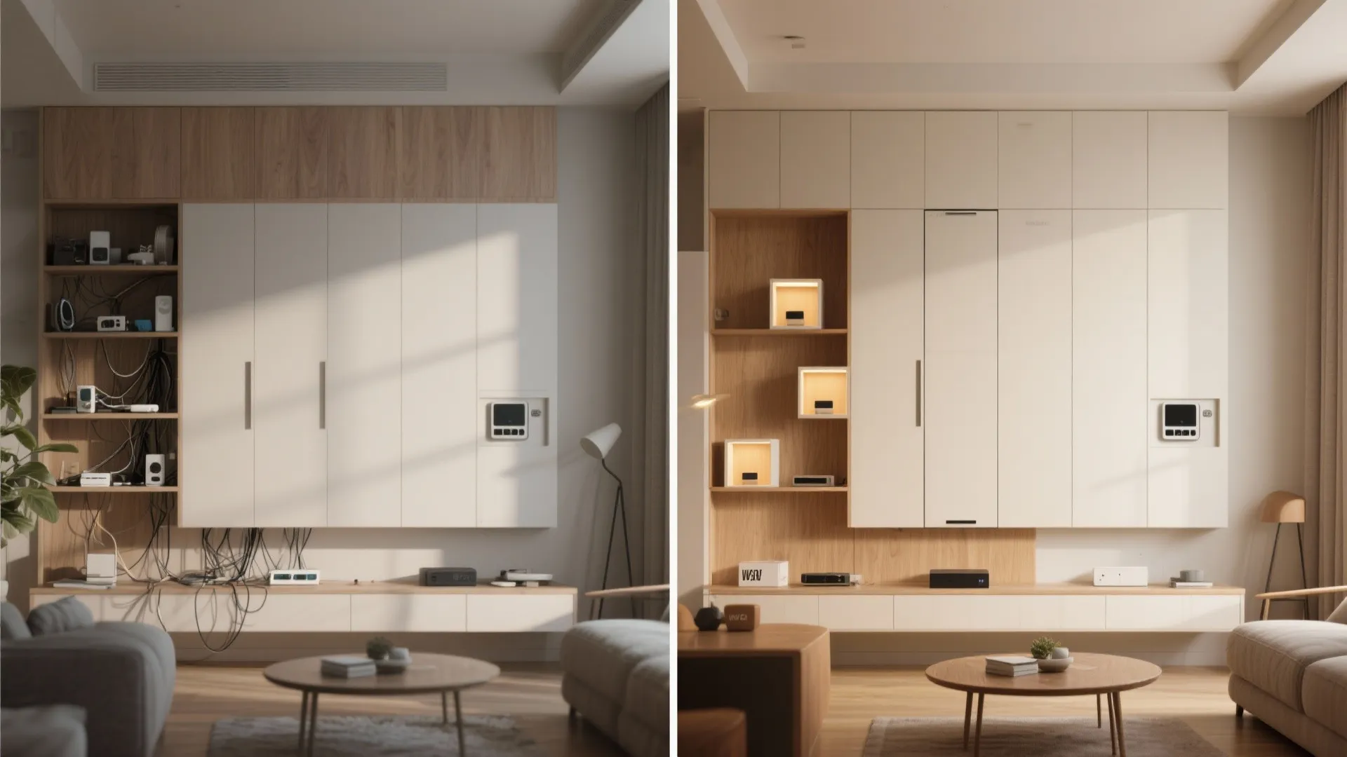 Minimalist Storage Walls for the Living–Dining Combo