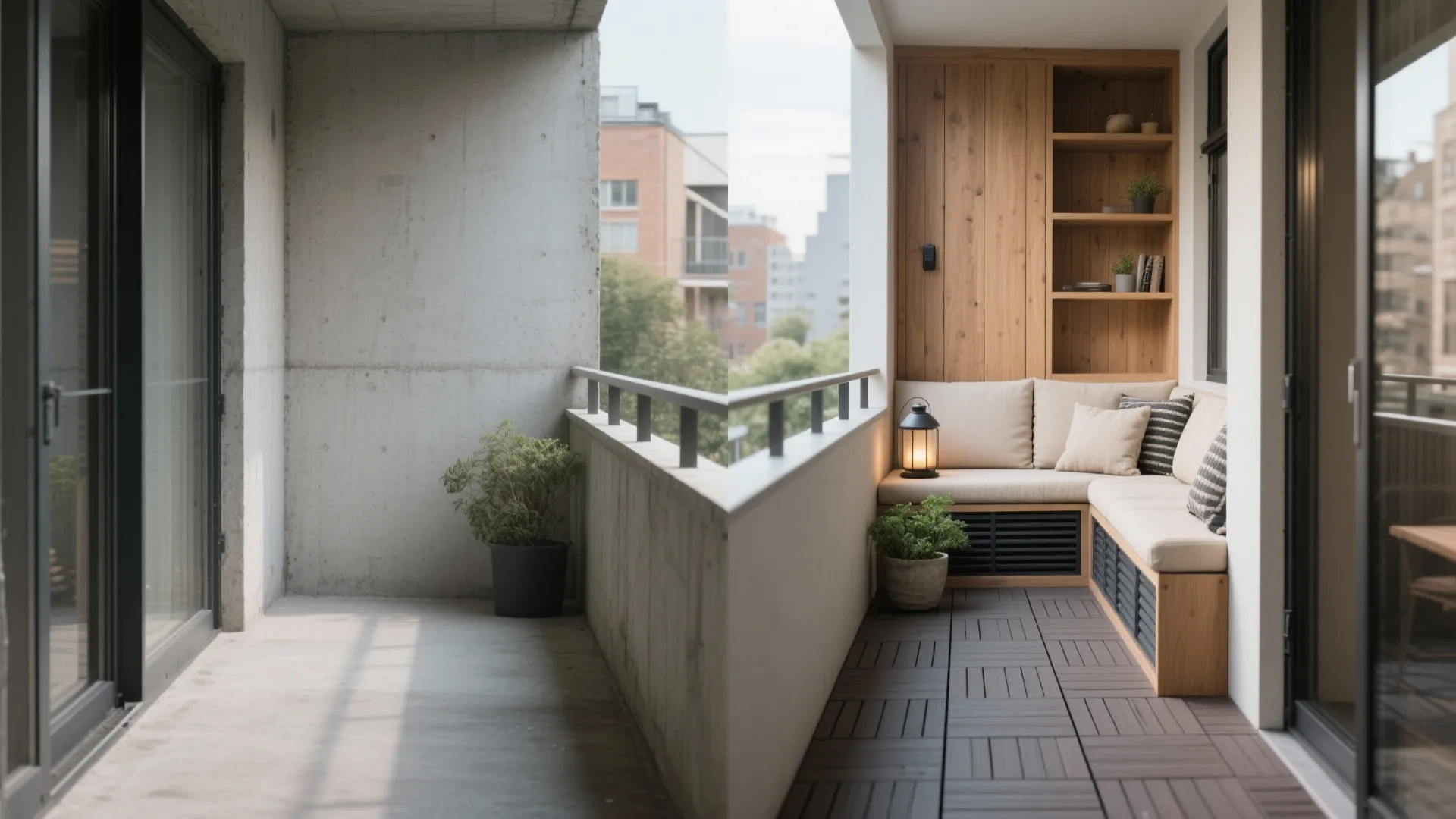 Built-in storage benches and modular decking