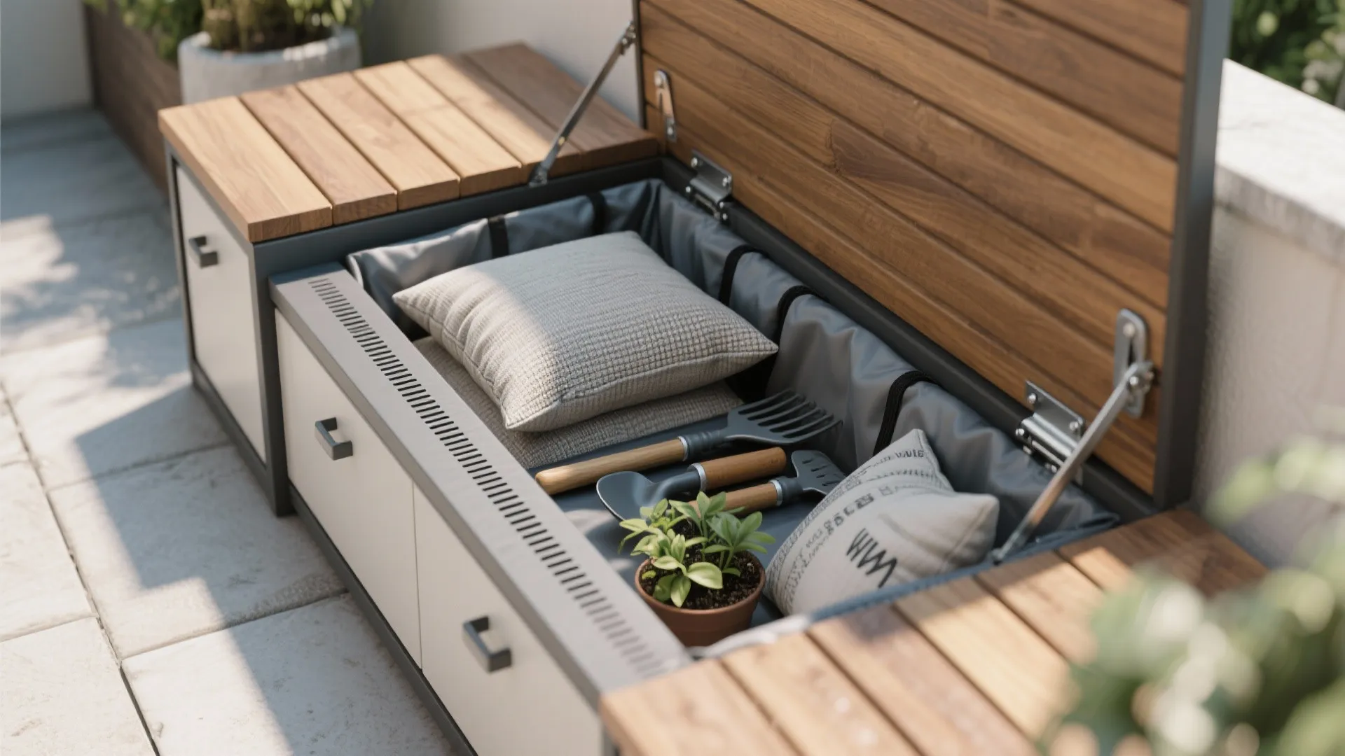 2. Multi-purpose benches with hidden storage