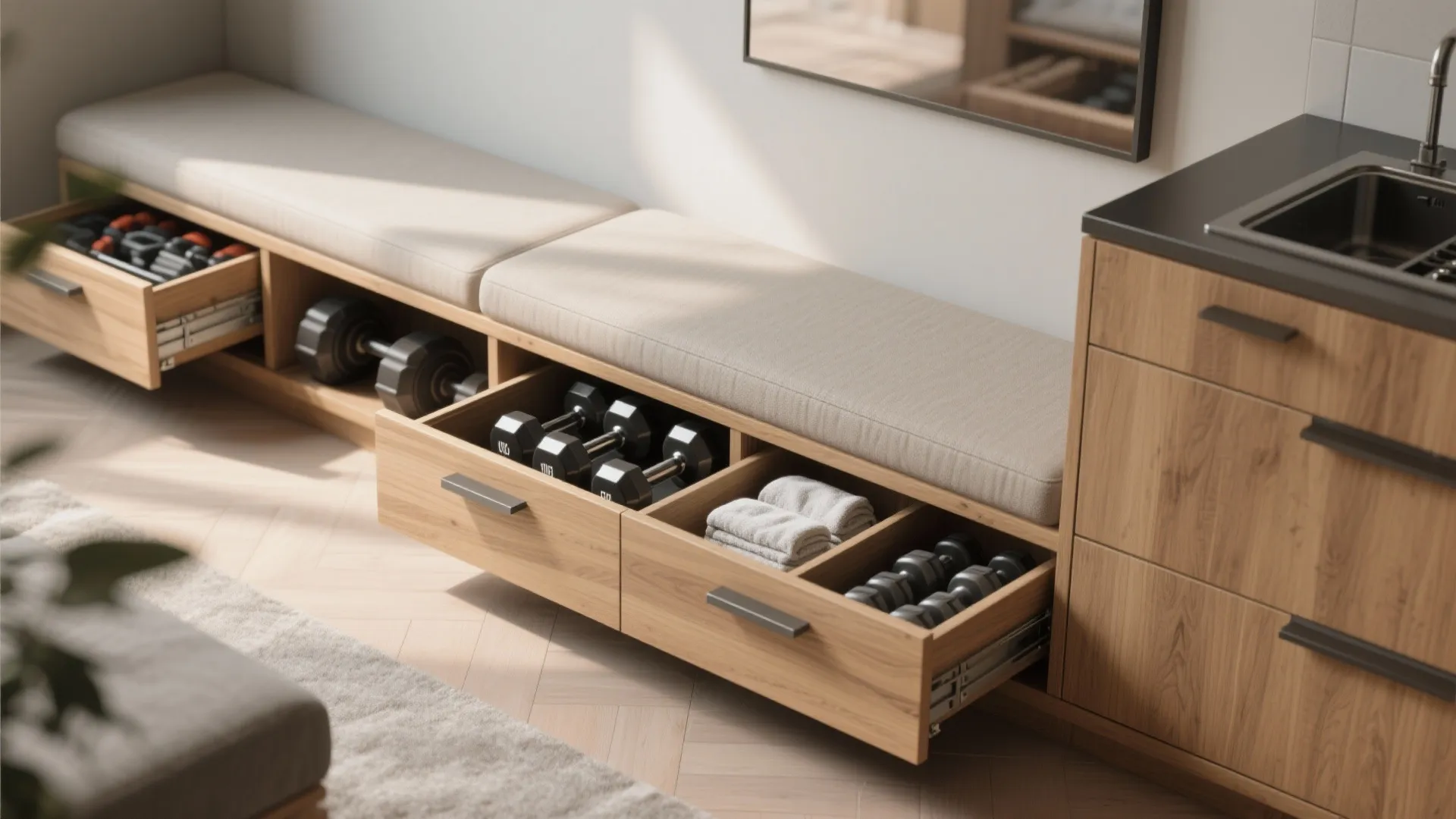2. Bench with built-in storage