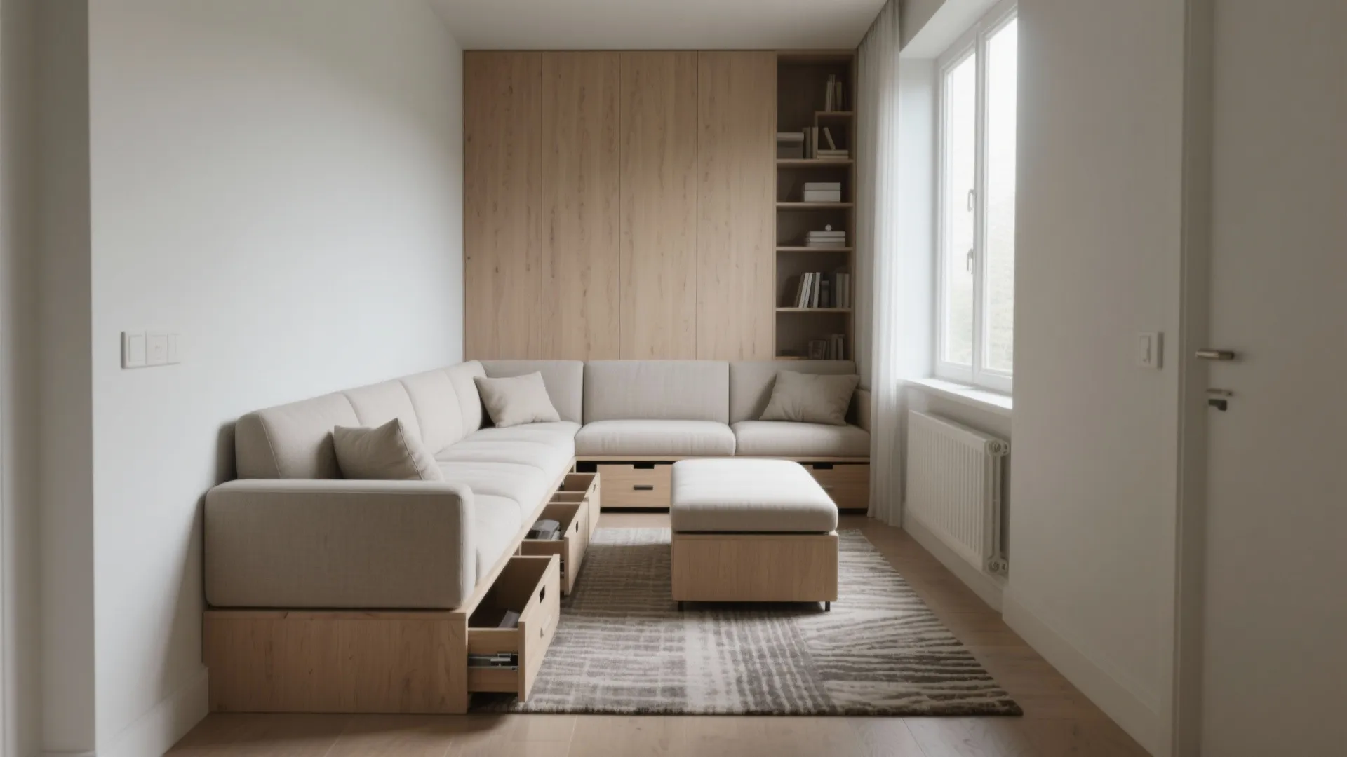 1. Multifunctional seating with built-in storage