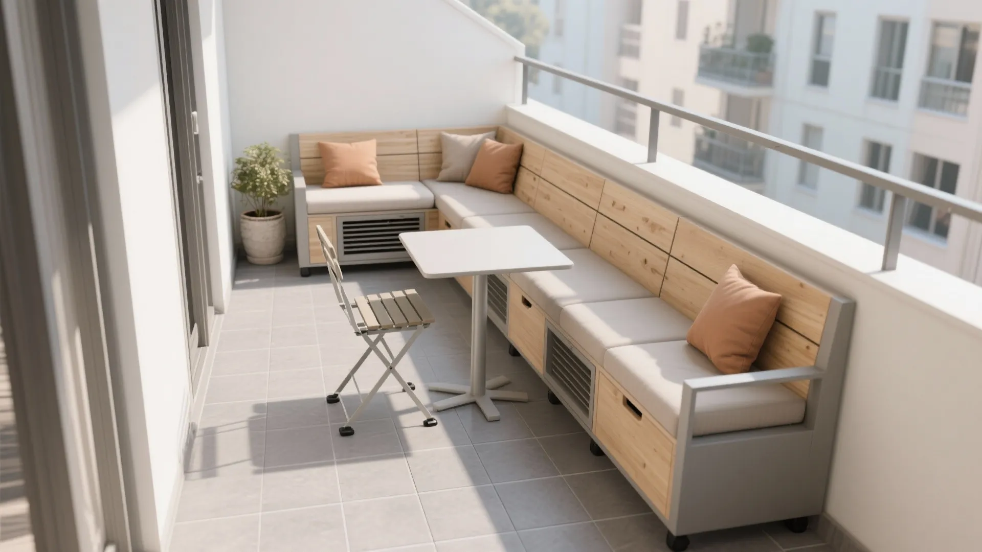 2) Modular Seating With Storage + Fold-Down Table