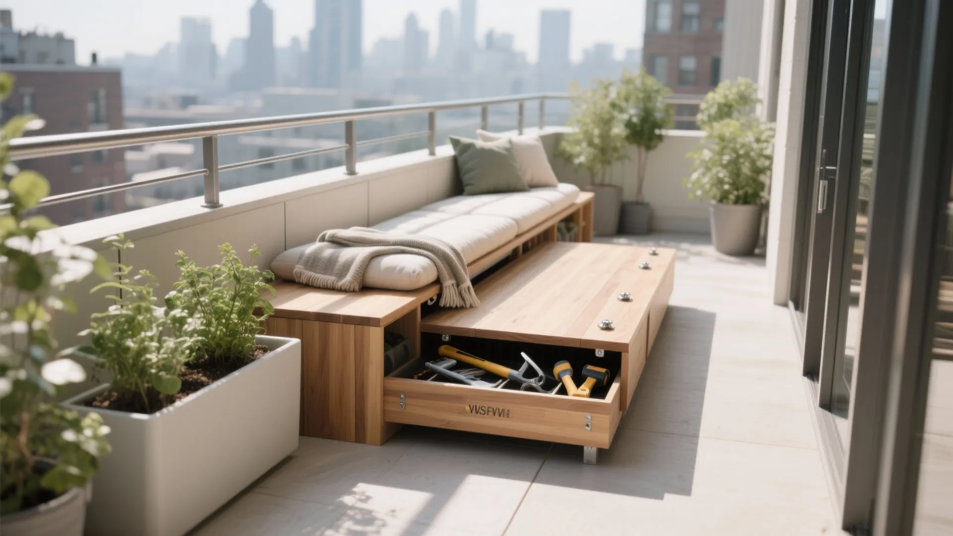 Storage Bench + Planter Combo