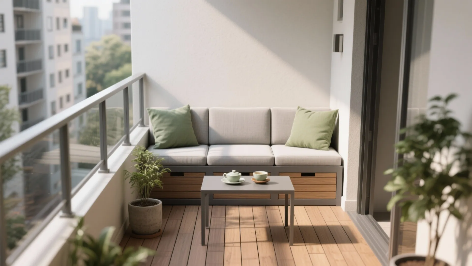 Minimal Balcony Storage That Doubles as Seating