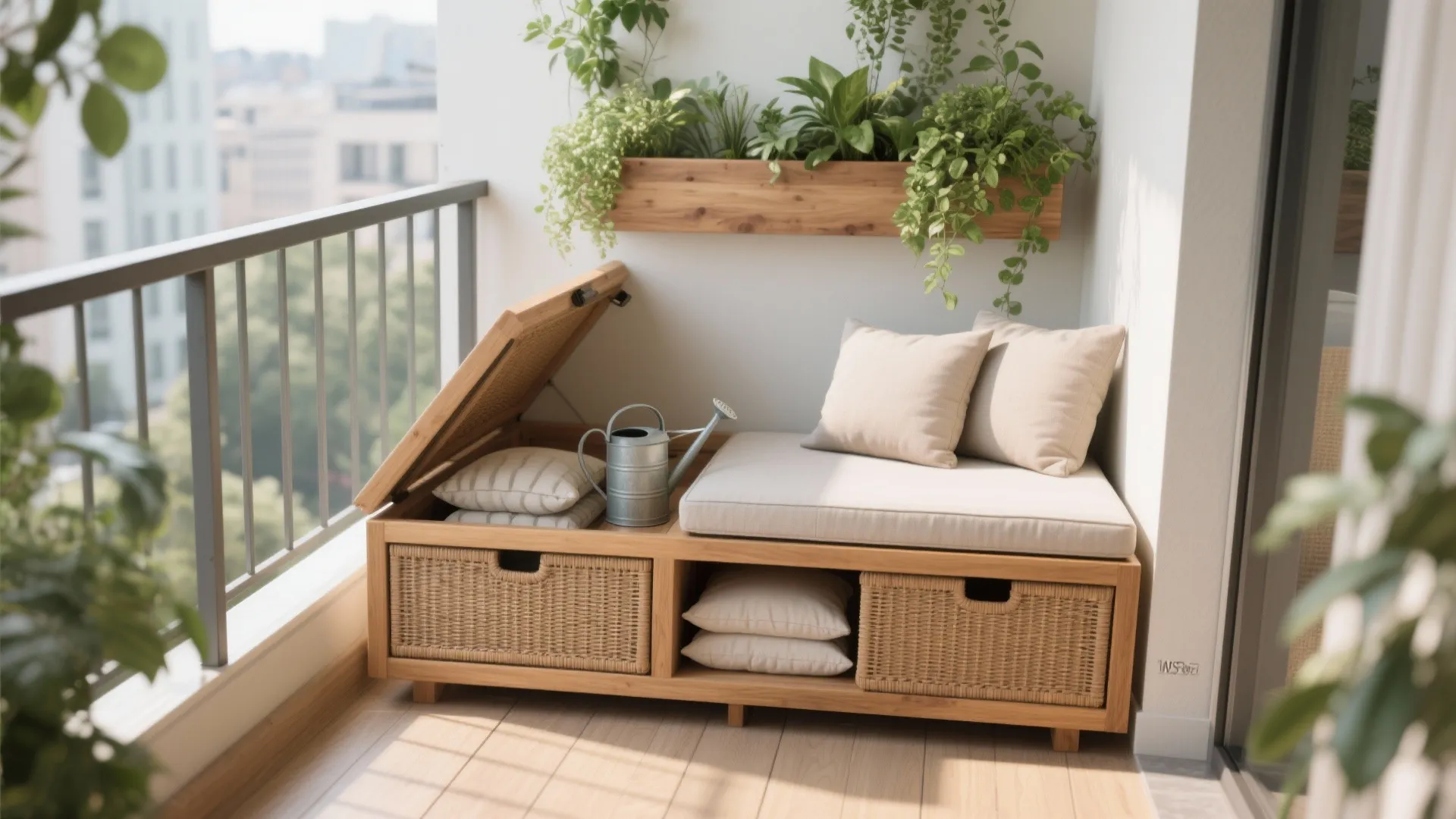 Bench With Hidden Storage for Cushions and Tools