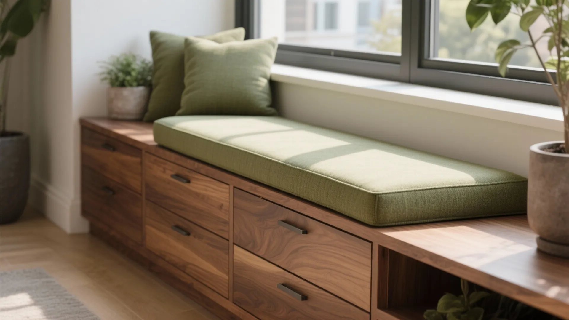 Built-In Storage Bench Along the Balcony Line
