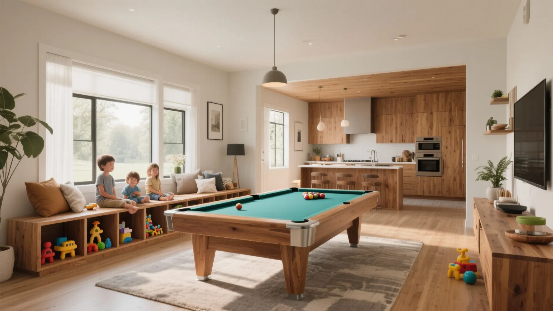 Pool Table with Storage Benches