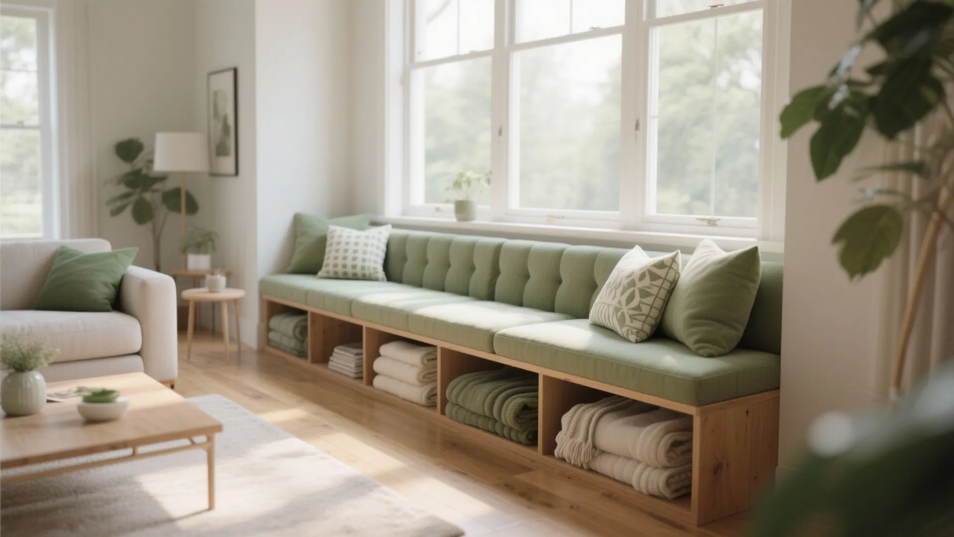 Storage Benches Along the Wall