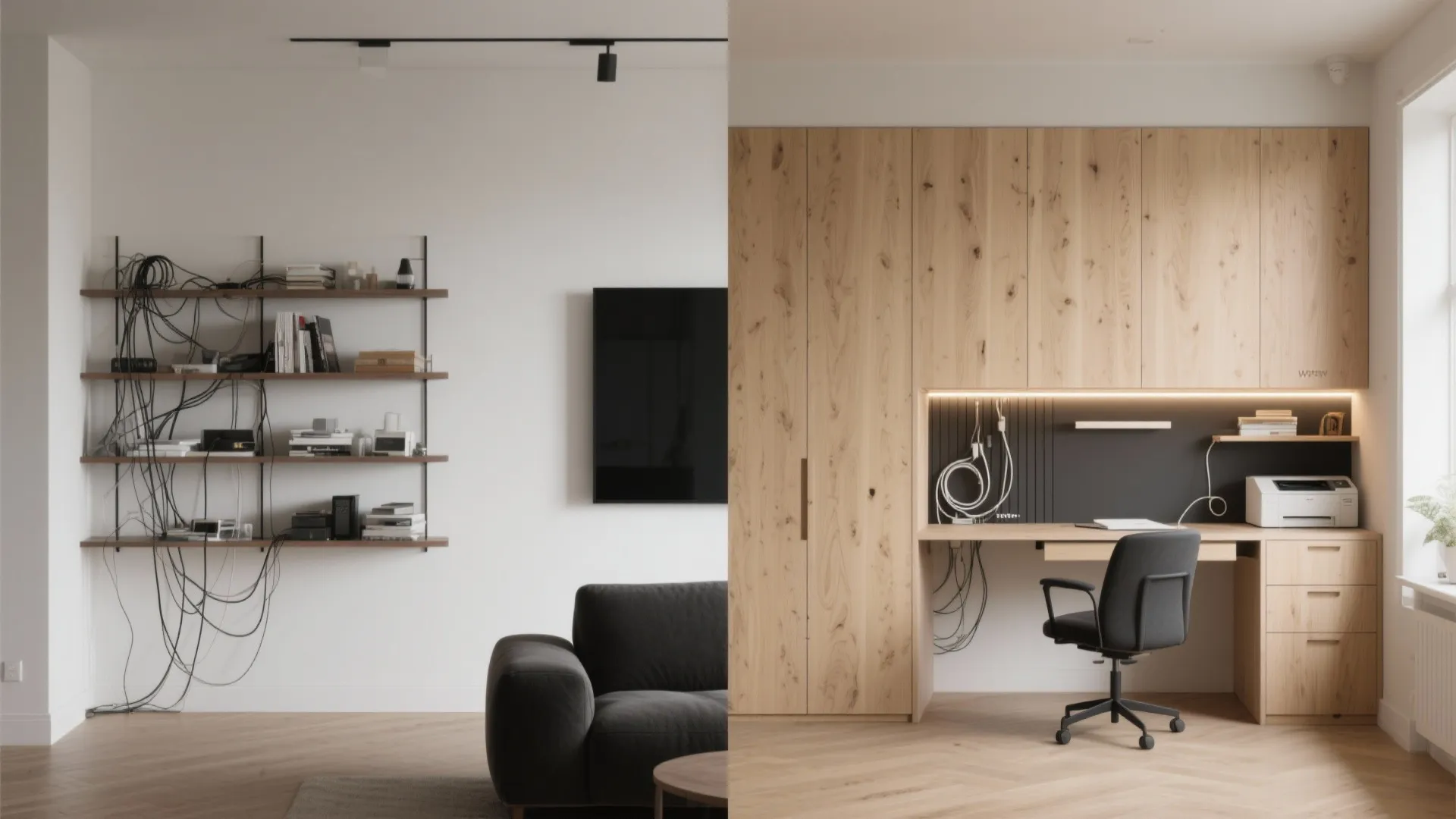 Built-In Storage Wall with a Pocket Office