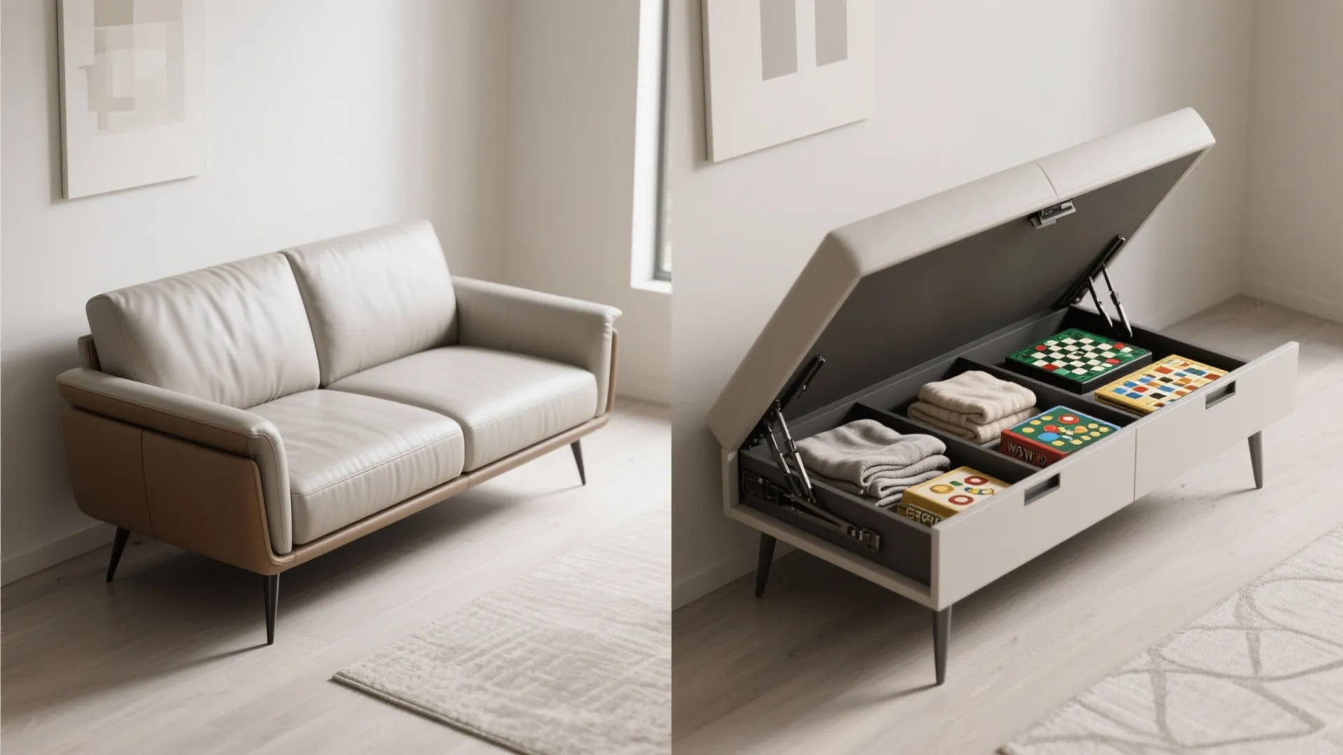2. Dual-purpose chaise: storage and seating
