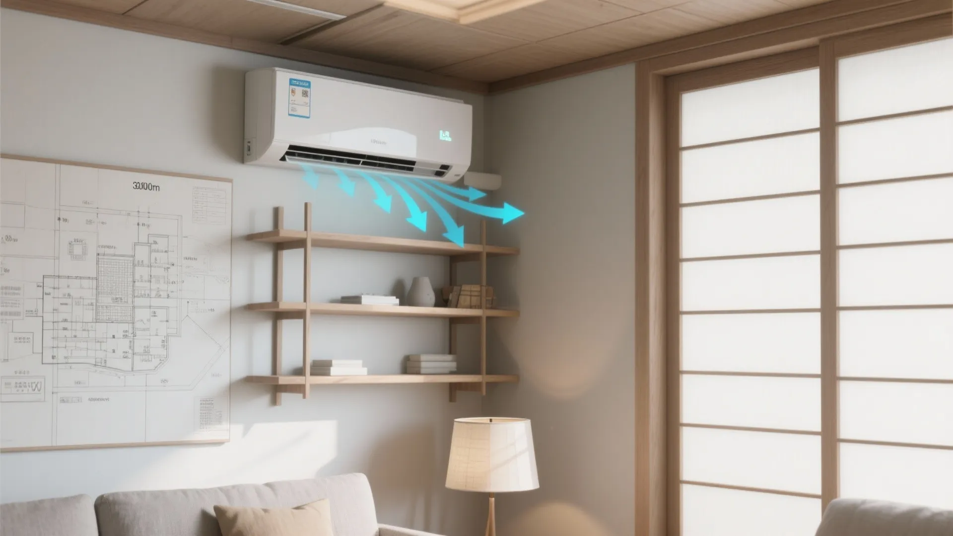 Tips 4: 東京小戸型の収納技巧とエアコンの吸排気クリアランスを両立