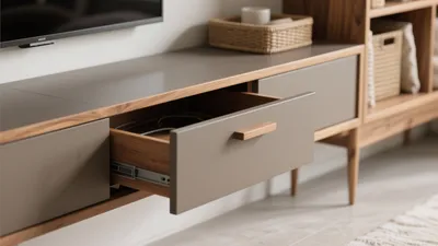Modern Living Room Media Console with Hidden Storage