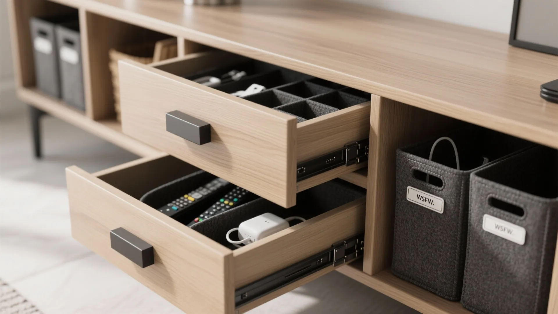 Storage-Rich Console: Drawers, Doors, and Baskets