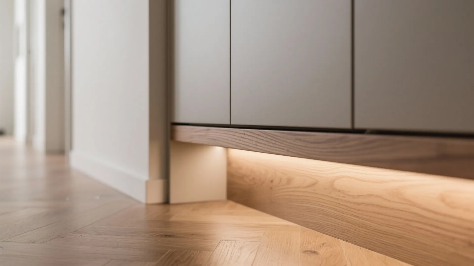 Minimalist Storage Wall With Warm Accents