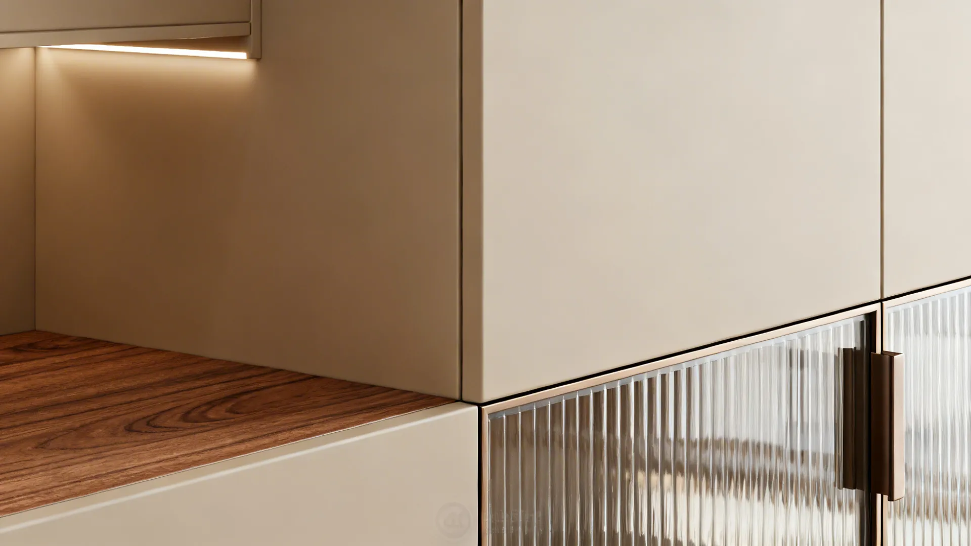 Minimalist Storage Wall with Integrated Desk