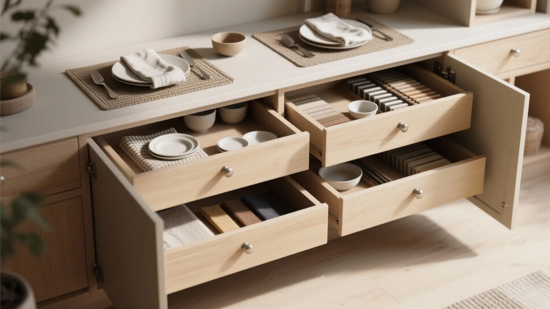 4. Storage-integrated drop leaf unit