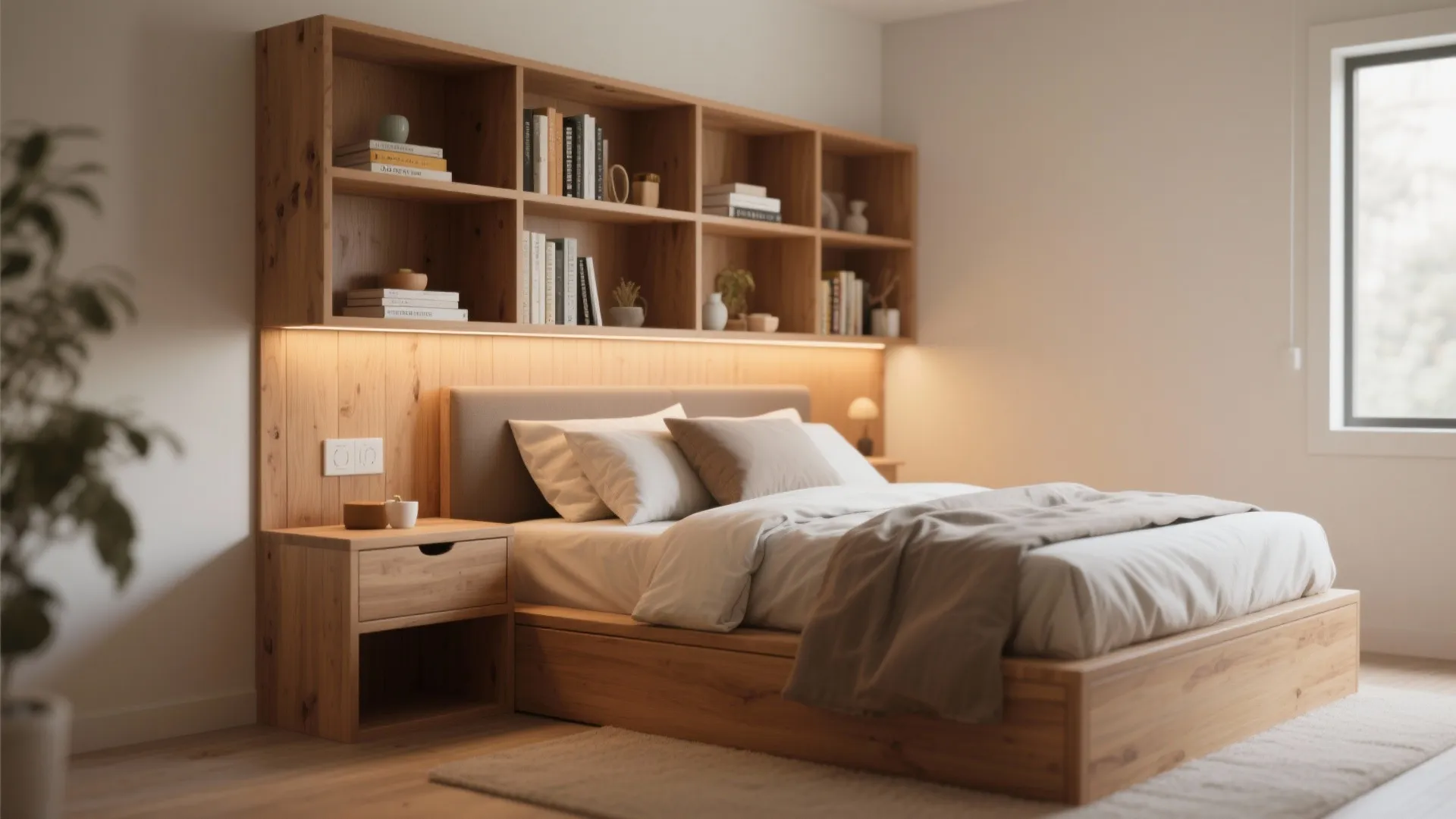 6. Storage-Packed Headboard