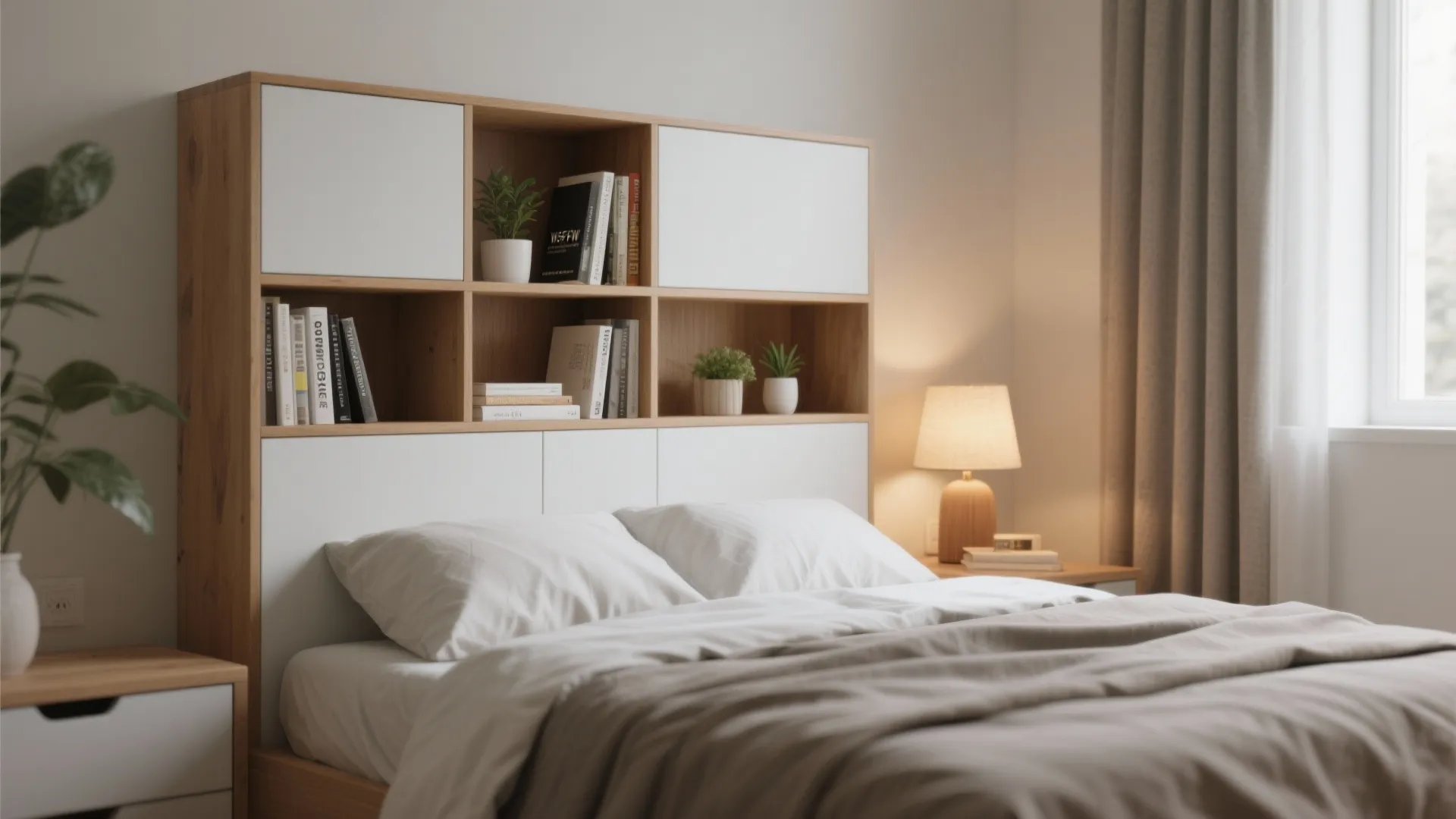 3. Multipurpose Headboard with Storage