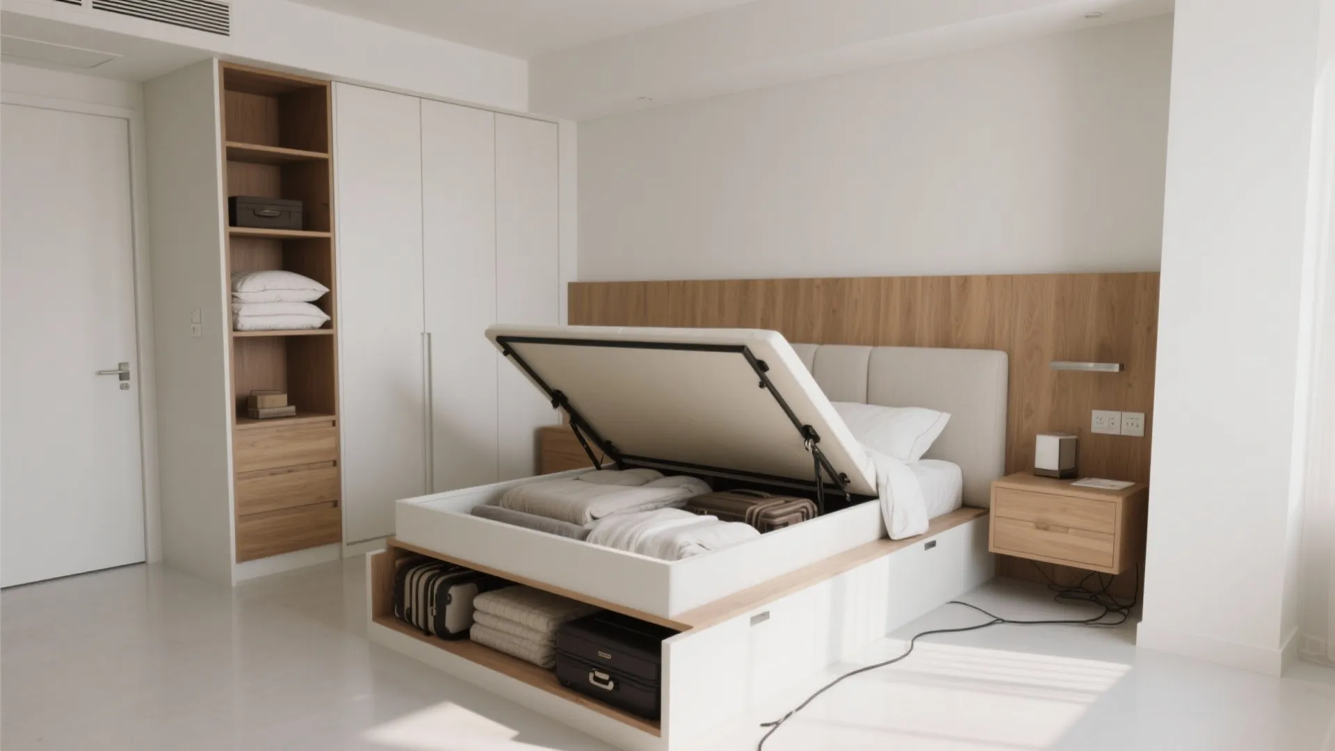 Lift-Up Storage Bed and Slim Built-Ins