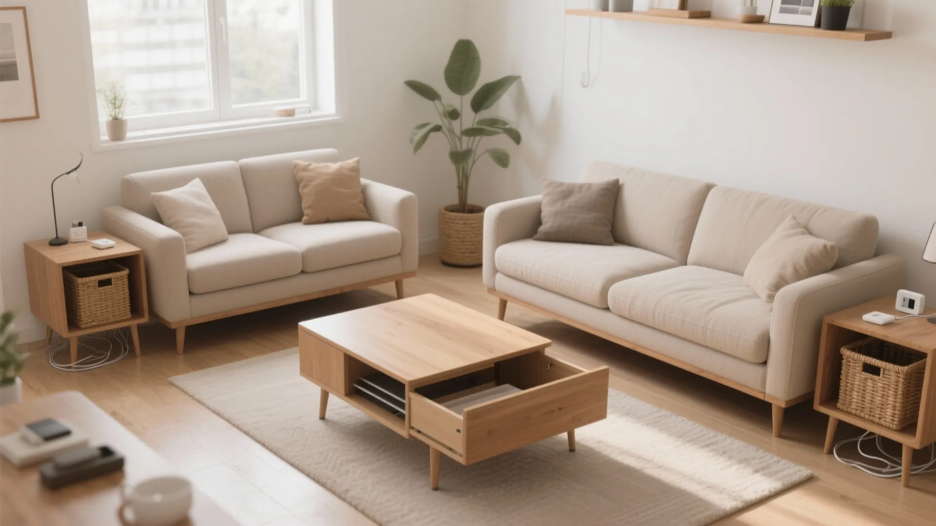 Storage-Savvy Coffee Tables and Raised Legs