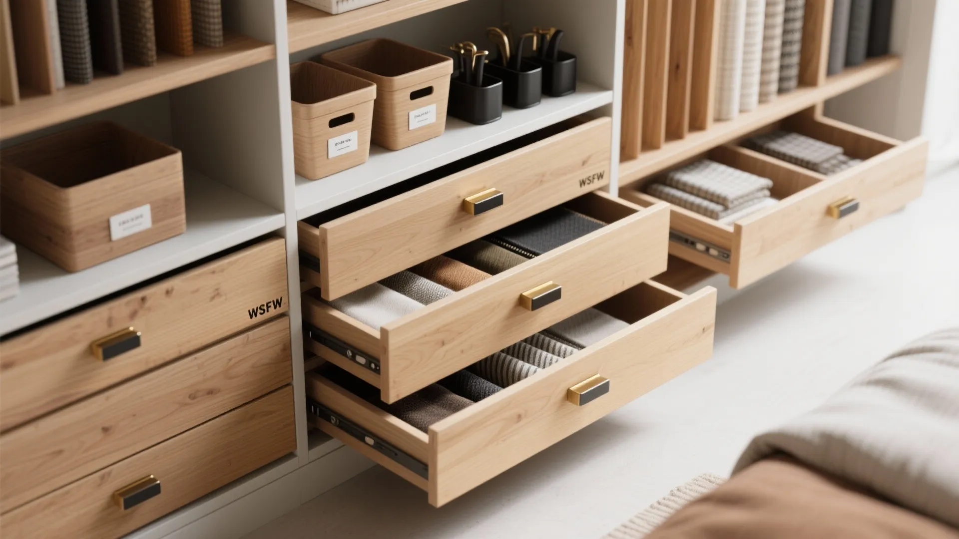 2. Storage-integrated loft: Drawers, closets, and concealed shelves