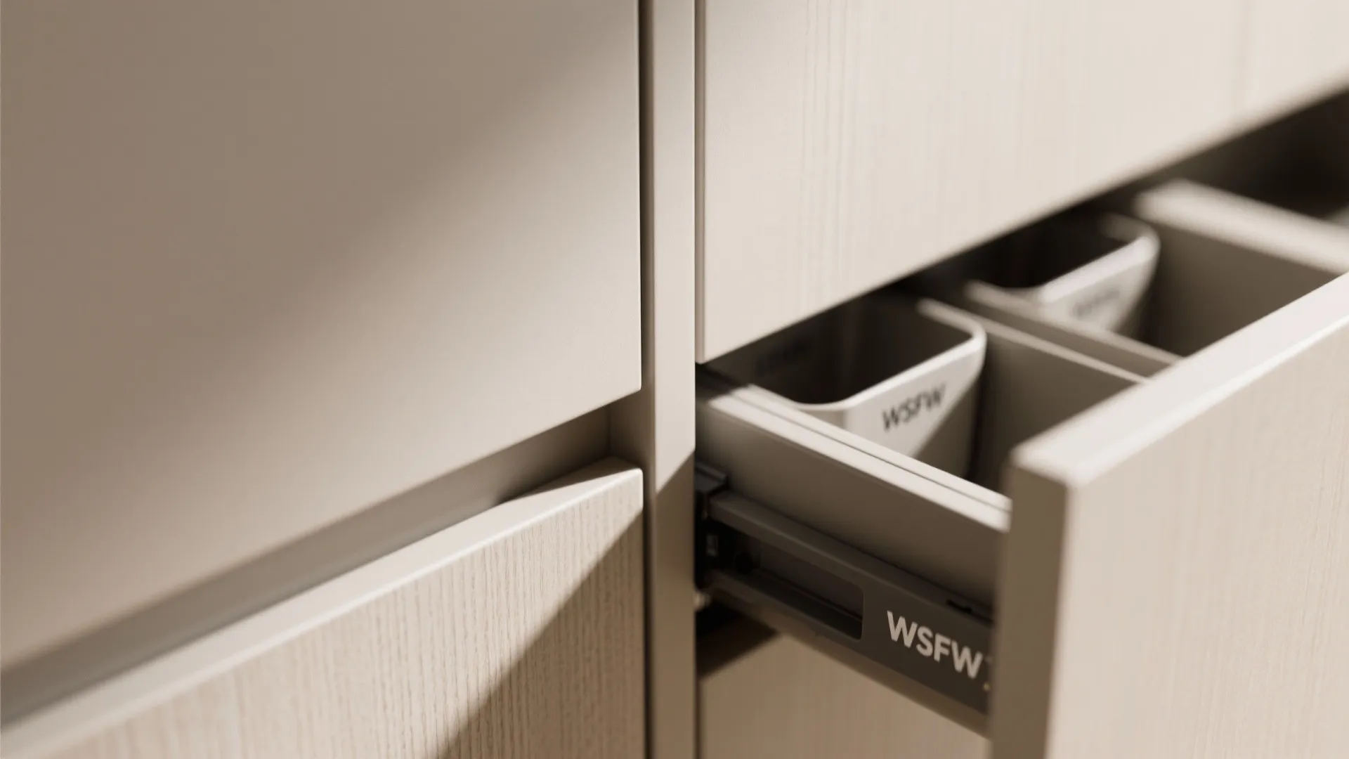 Minimalist kitchen storage with concealed lines